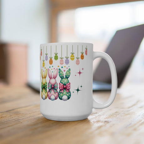 Cute Bunny Bows Mug Adorable Easter Rabbit Design, Available in 11oz & 15oz, Spring Coffee Cup, Bunny Lover Gift, Fun and Cheerful Hot Beverage Mug