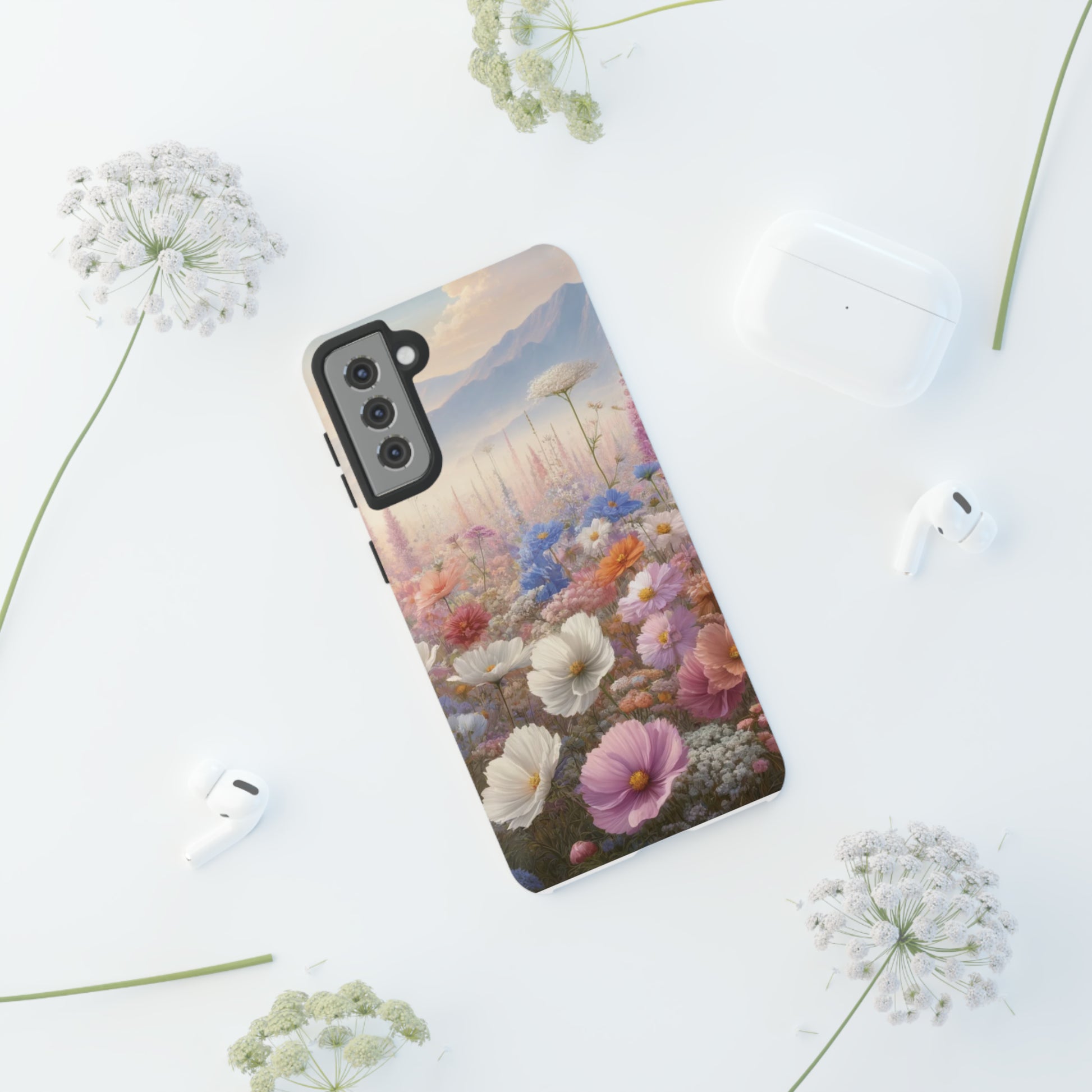Phone Case Floral Boho Luxury Tough Case Floral Elegant Durable Stylish for Modern Devices iPhone 15, Samsung iPhone Samsung Accessory Gift for Her.