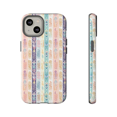 Boho Pastel Feathers Modern Watercolor Abstract Phone Case Compatible with iPhone, Samsung & More - Stylish, Durable Protection with Vibrant Artistic Design Perfect Gift for Her