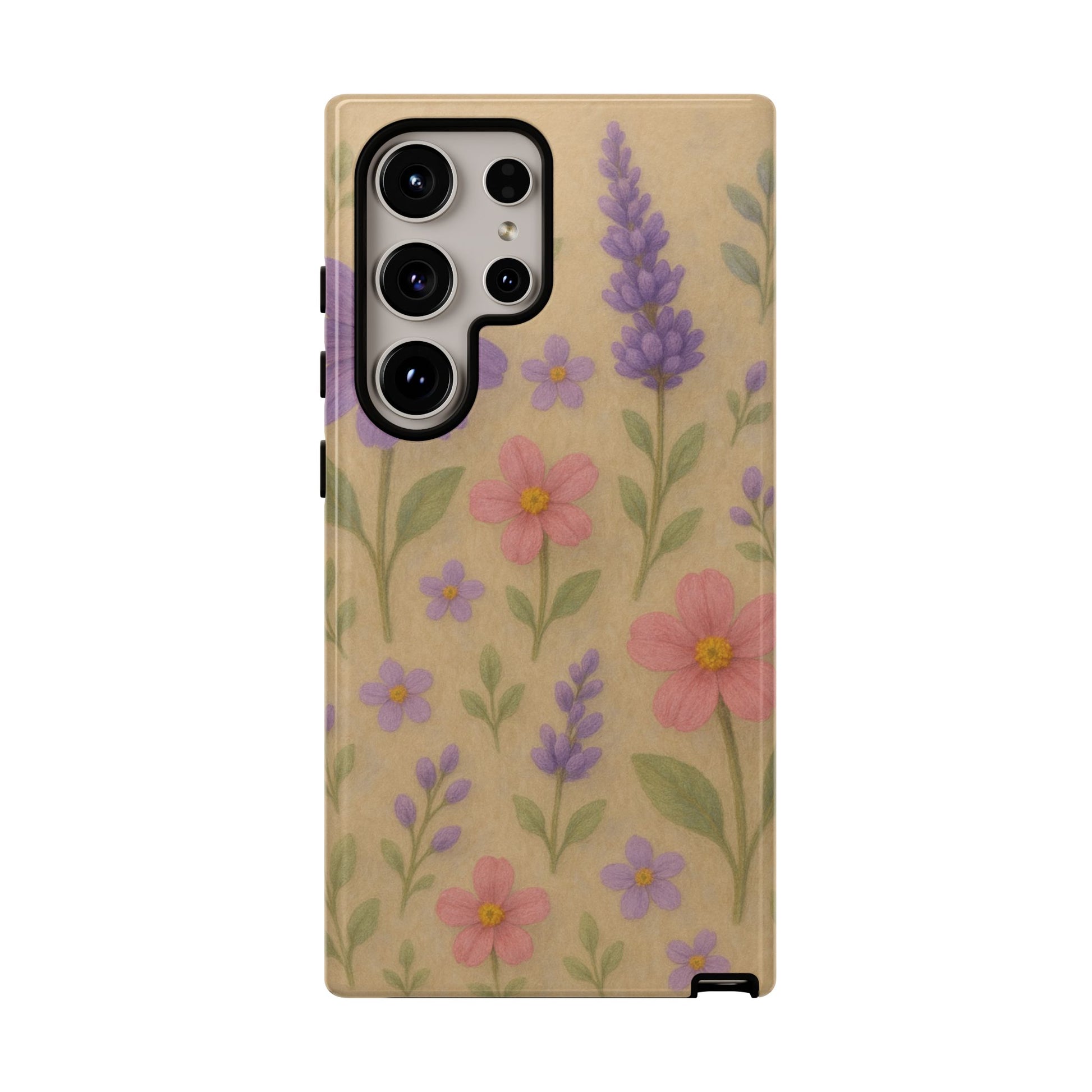 3D Illusion Wildflower Phone Case Cute Pastel Floral Design in Lavender, Pink, Mint Green – Aesthetic Protective Case for iPhone and  Android