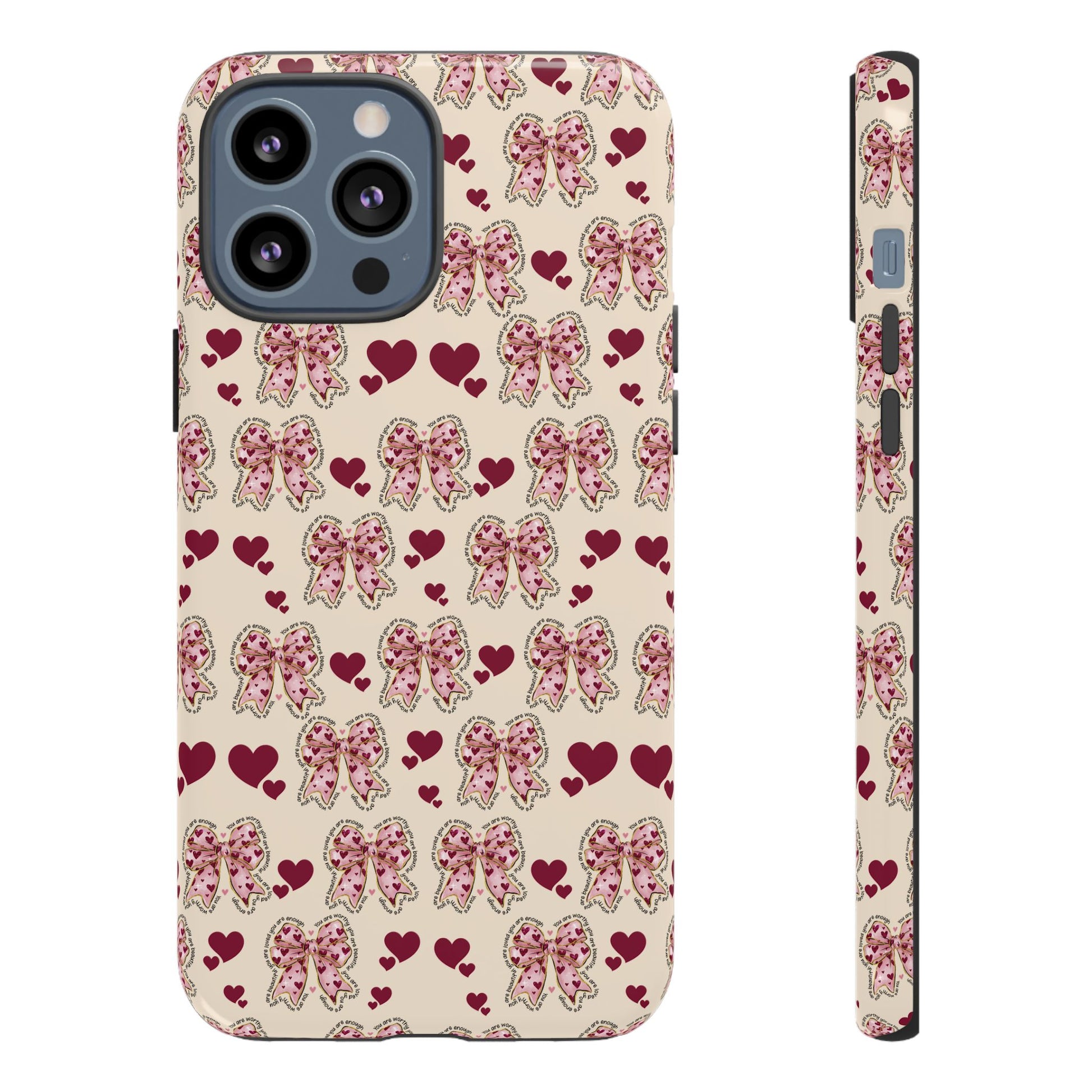 Charming Hearts & Pink Bows Phone Case Stylish & Durable Protection for Your Device | Scratch-Resistant, Slim Fit, and Lightweight Design for Everyday Use for iPhone & Android | Fresh Nature-Inspired Design!