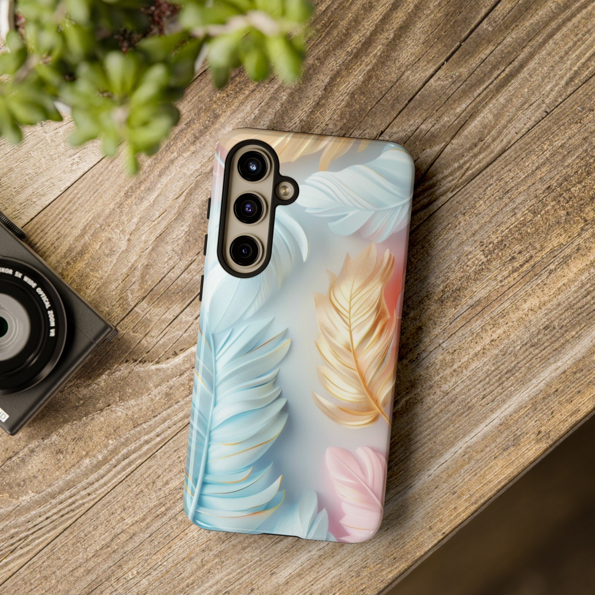 Pastel Feathers Protective Phone Case Gift for Her Phone 15, Samsung iPhone Samsung Gift for Her Case iPhone 15, Samsung iPhone Samsung Accessory Gift for Her