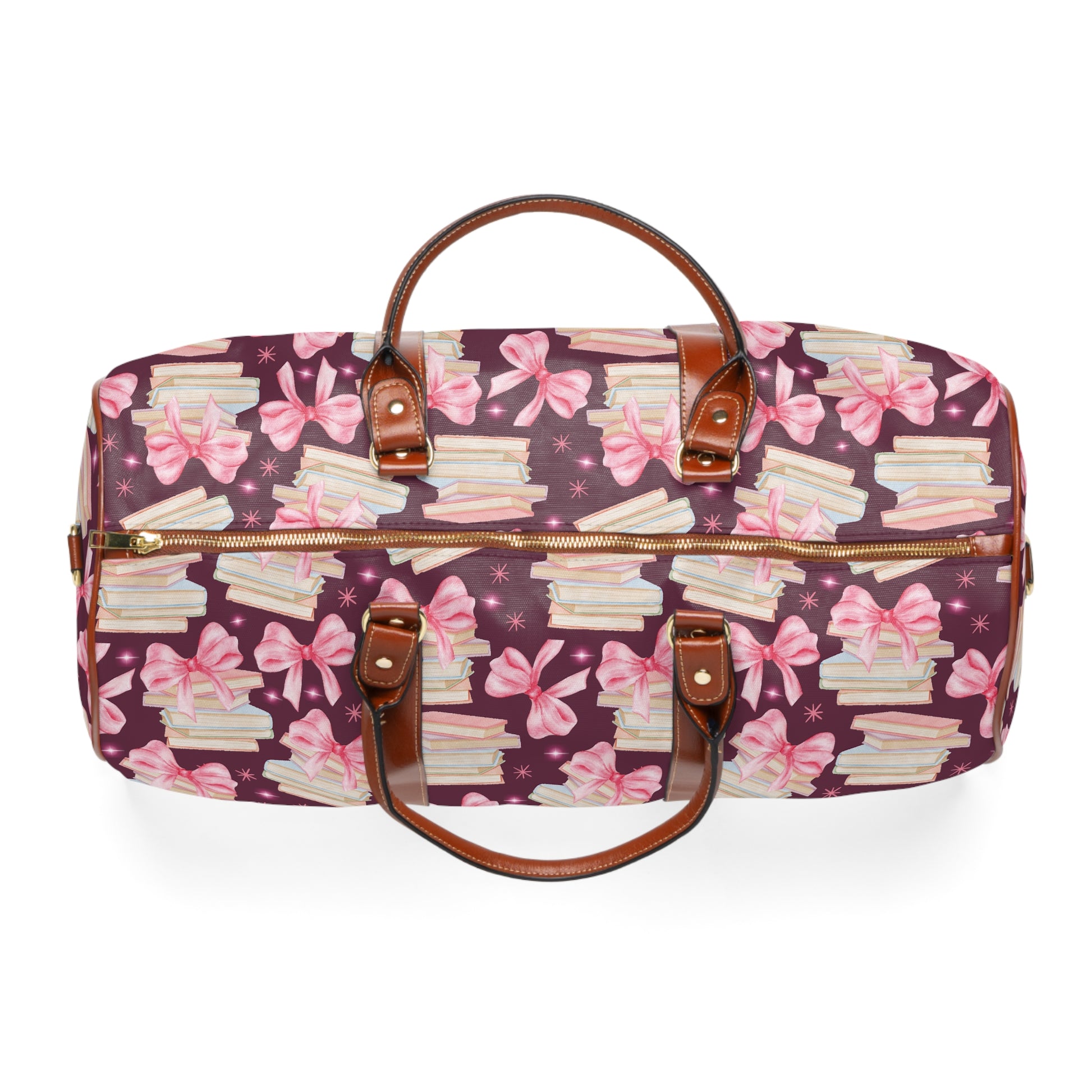 Coquette Pink Bows & Books Plum Stylish Waterproof Travel Bag Fall Amethyst, White Durable Versatile for Travel, Gym, and Everyday Adventures | Shop the Perfect All-Season Bag Perfect for Adventurers - MRSBYVALLE