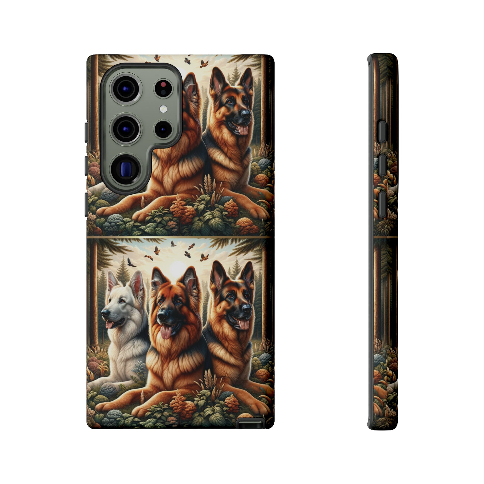 German Shepherd Phone Tough Case Floral Elegant Durable Dog Lover Devices iPhone 15, Samsung iPhone Samsung Accessory Gift for Her.