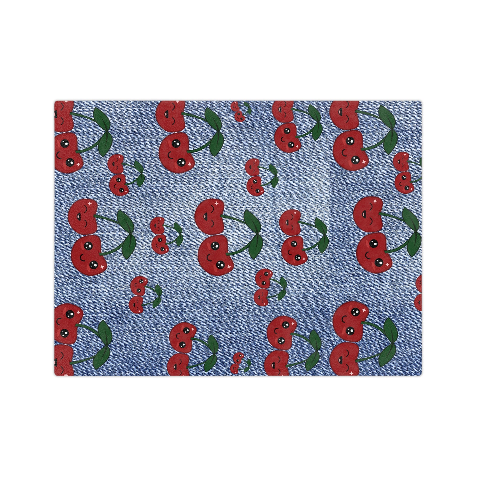 Luxurious Minky Blanket with Faux Denim Cherry Design Cozy Comfort Throw Ultra-Soft Microfiber Comfort Blanket, Perfect for Snuggling Decor, Cozy All-Season Warmth, Blanket Luxurious Comfort Housewarming Gift Throw.