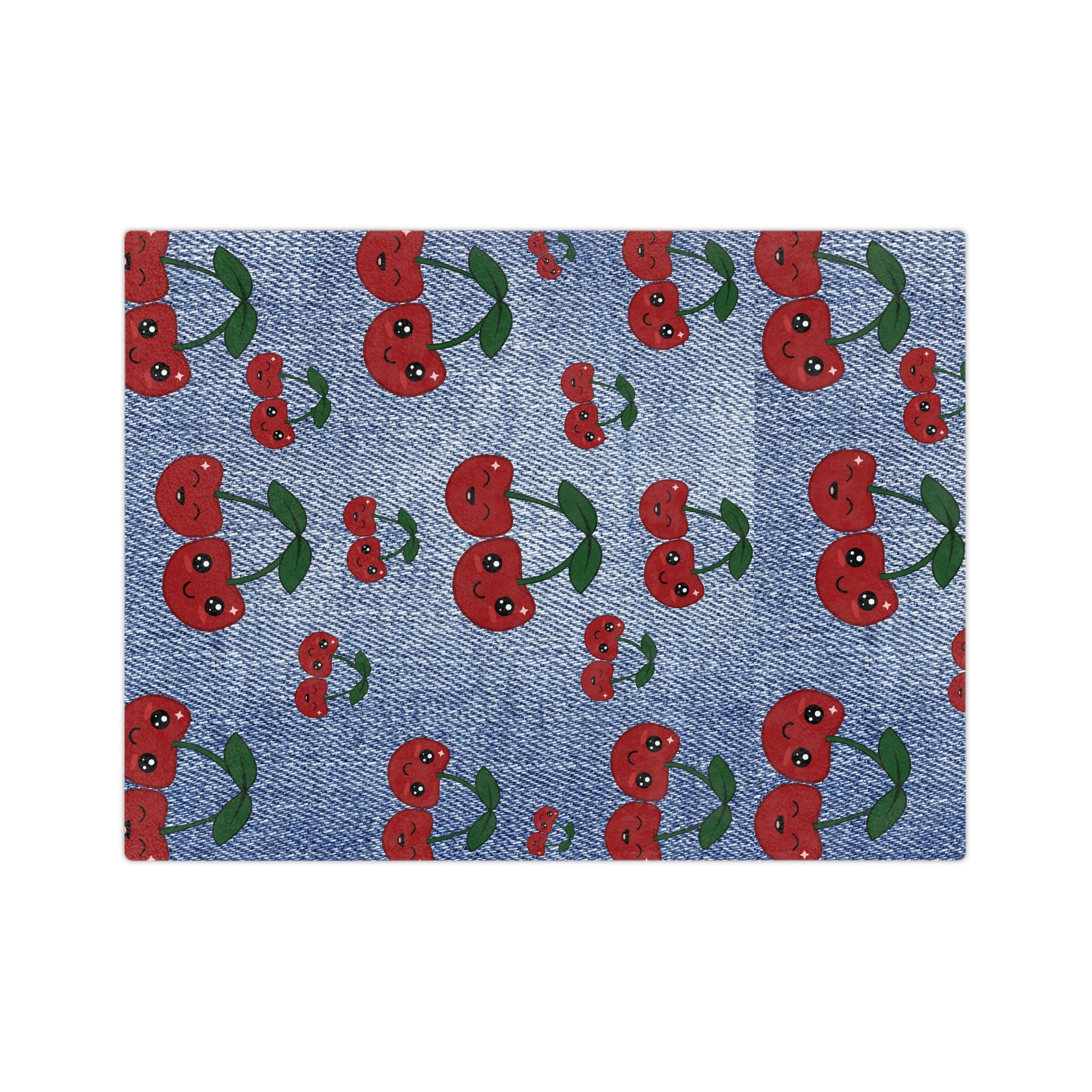 Luxurious Minky Blanket with Faux Denim Cherry Design Cozy Comfort Throw Ultra-Soft Microfiber Comfort Blanket, Perfect for Snuggling Decor, Cozy All-Season Warmth, Blanket Luxurious Comfort Housewarming Gift Throw.