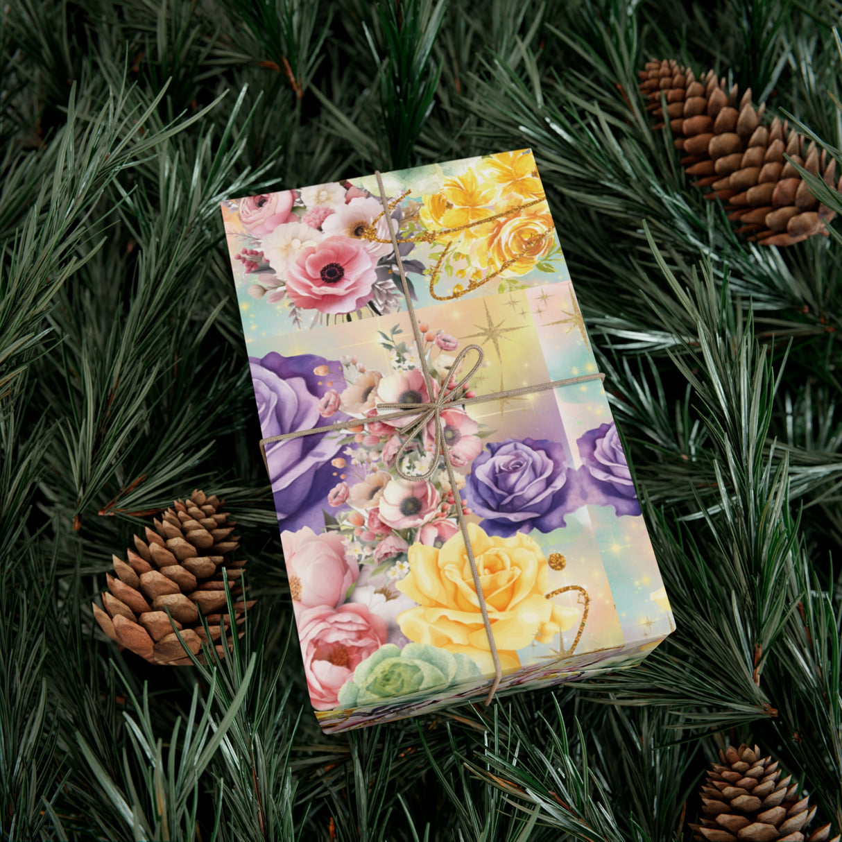 Pastel Floral Wrapping Paper | Vibrant Seasonal Blooms | Perfect for Birthdays, Special Occasions | Premium Quality Gifts Moms Weddings