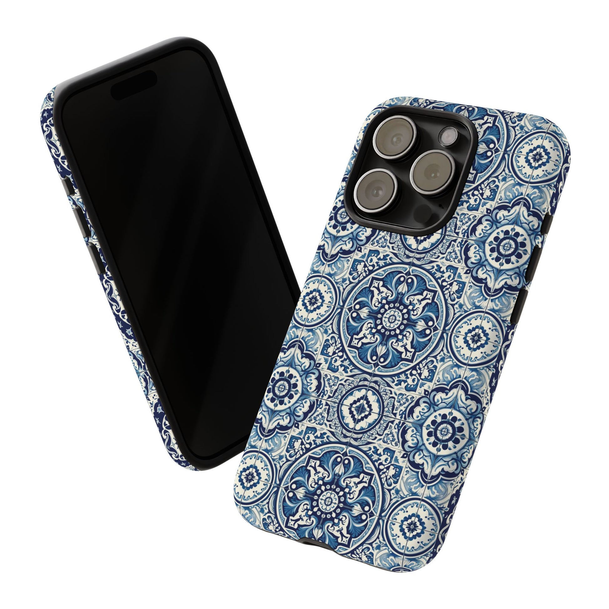 Azulejo Tile Phone Case Elegant Mediterranean Blue Porcelain Design iPhone 17, 16, 15, Samsung iPhone Samsung Accessory Gift for Her