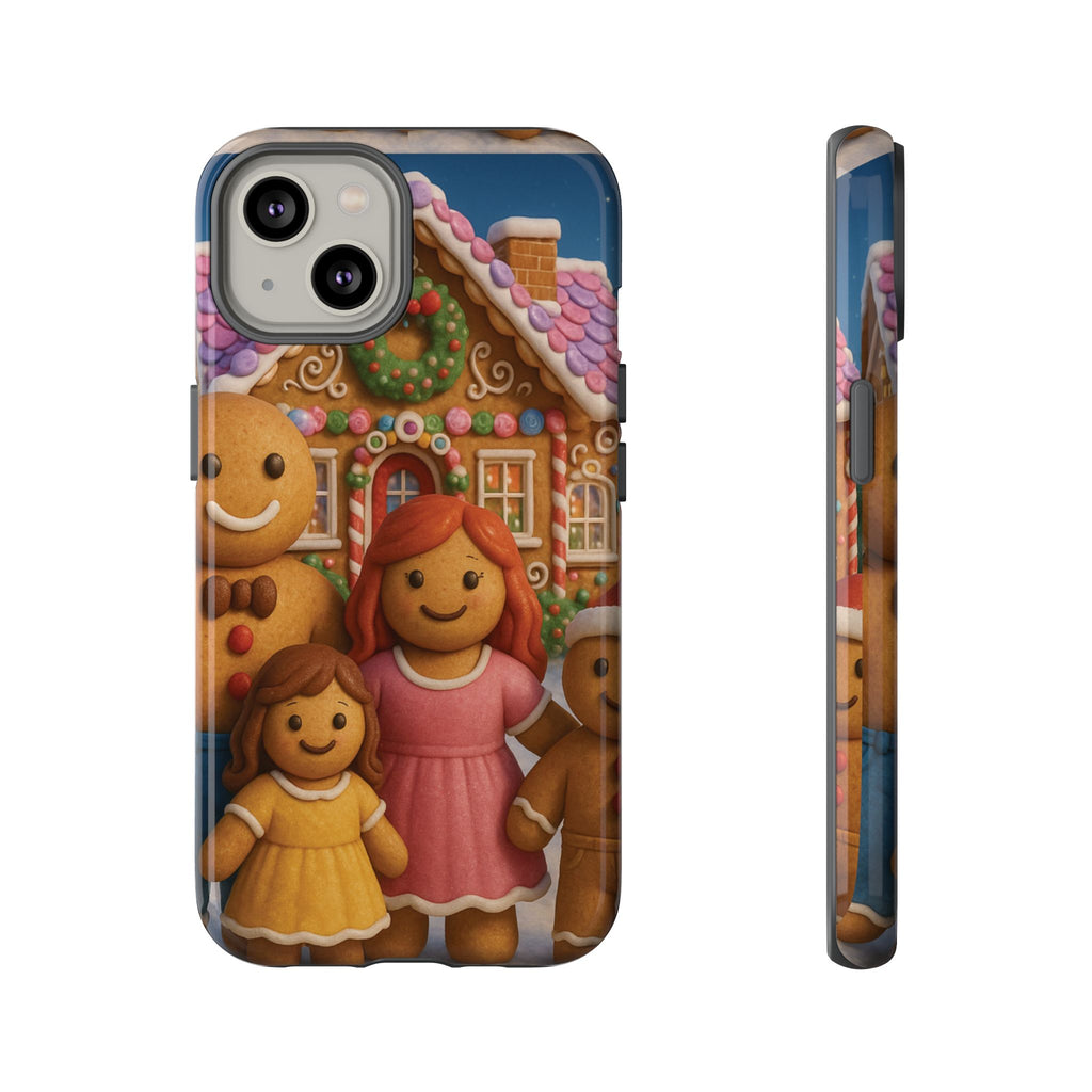 Coque de téléphone esthétique Famille en Pain d'Épices – Design d'inspiration vintage sur le thème de Noël – Étui stylé pour modèles iPhone et Samsung Galaxy