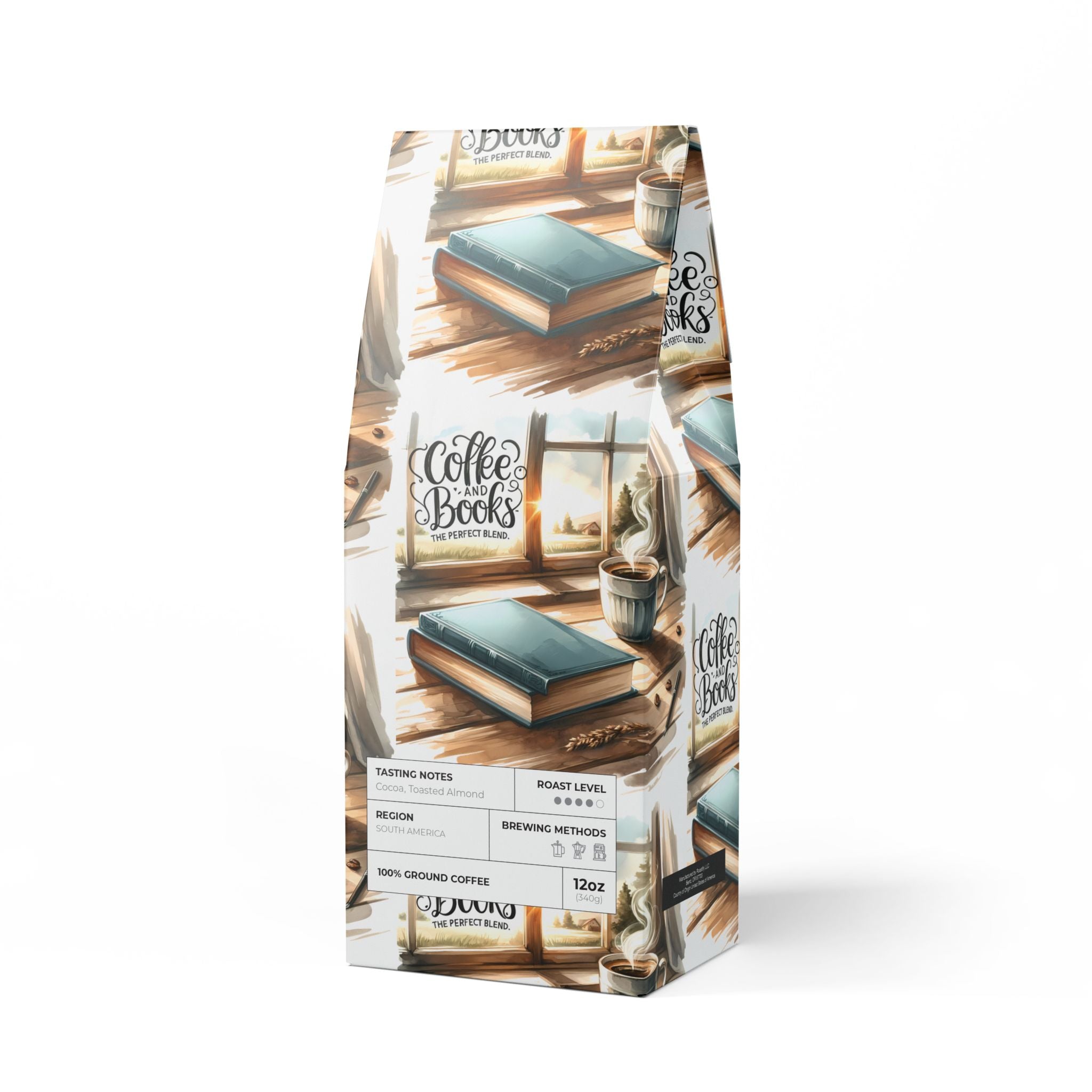 Coffee & Books Blend | 12oz Medium-Dark Roast | Rich, Smooth Flavor | Available in Ground & Whole Bean Options for Coffee Lovers for the Perfect Brew