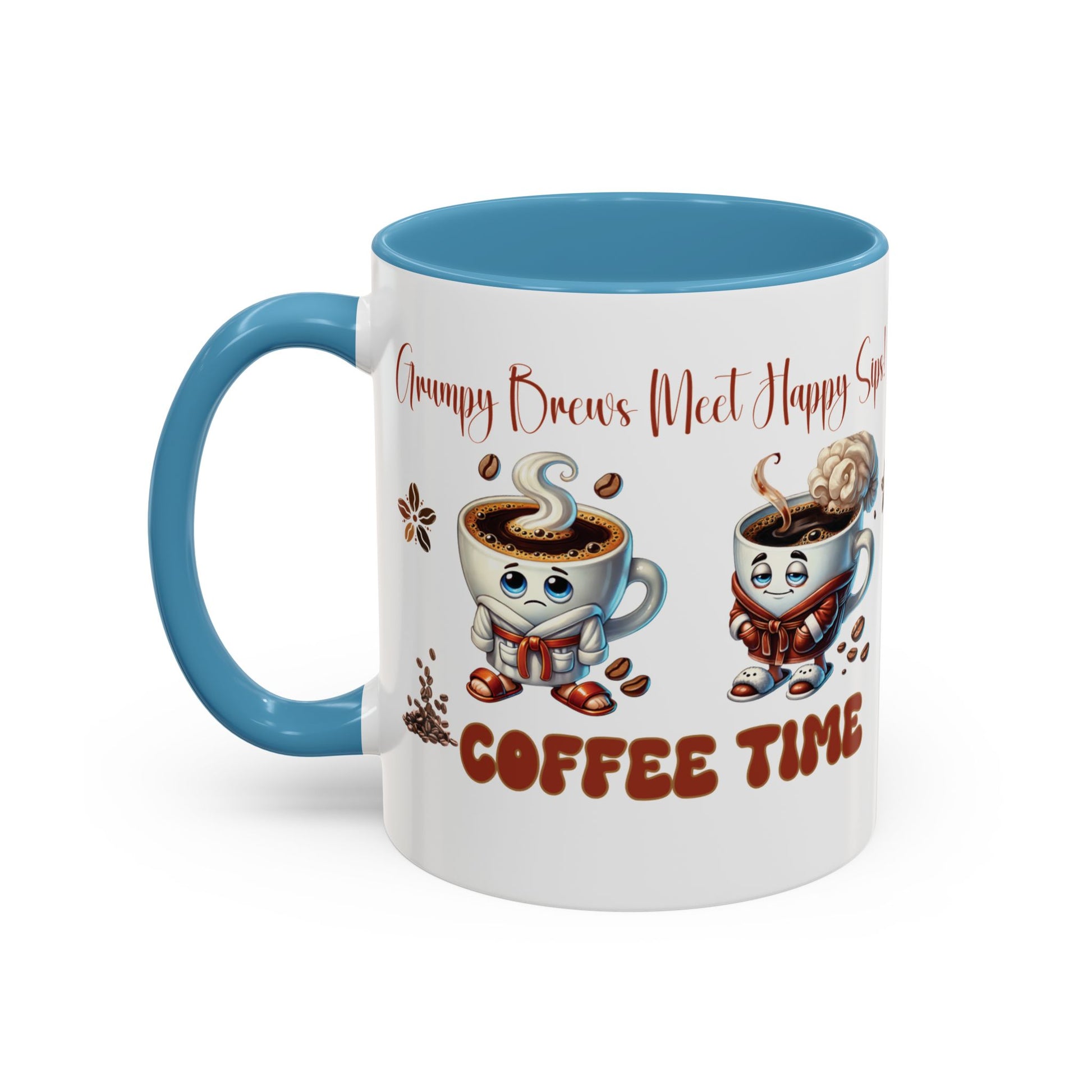 Grumpy Brews Meet Happy Sips Ceramic Mug - Funny Coffee Cup, Cute Tea Mug, Sarcastic Drinkware, Unique Gift, Kitchen Decor Accent Coffee Mug (11, 15oz) - MRSBYVALLE
