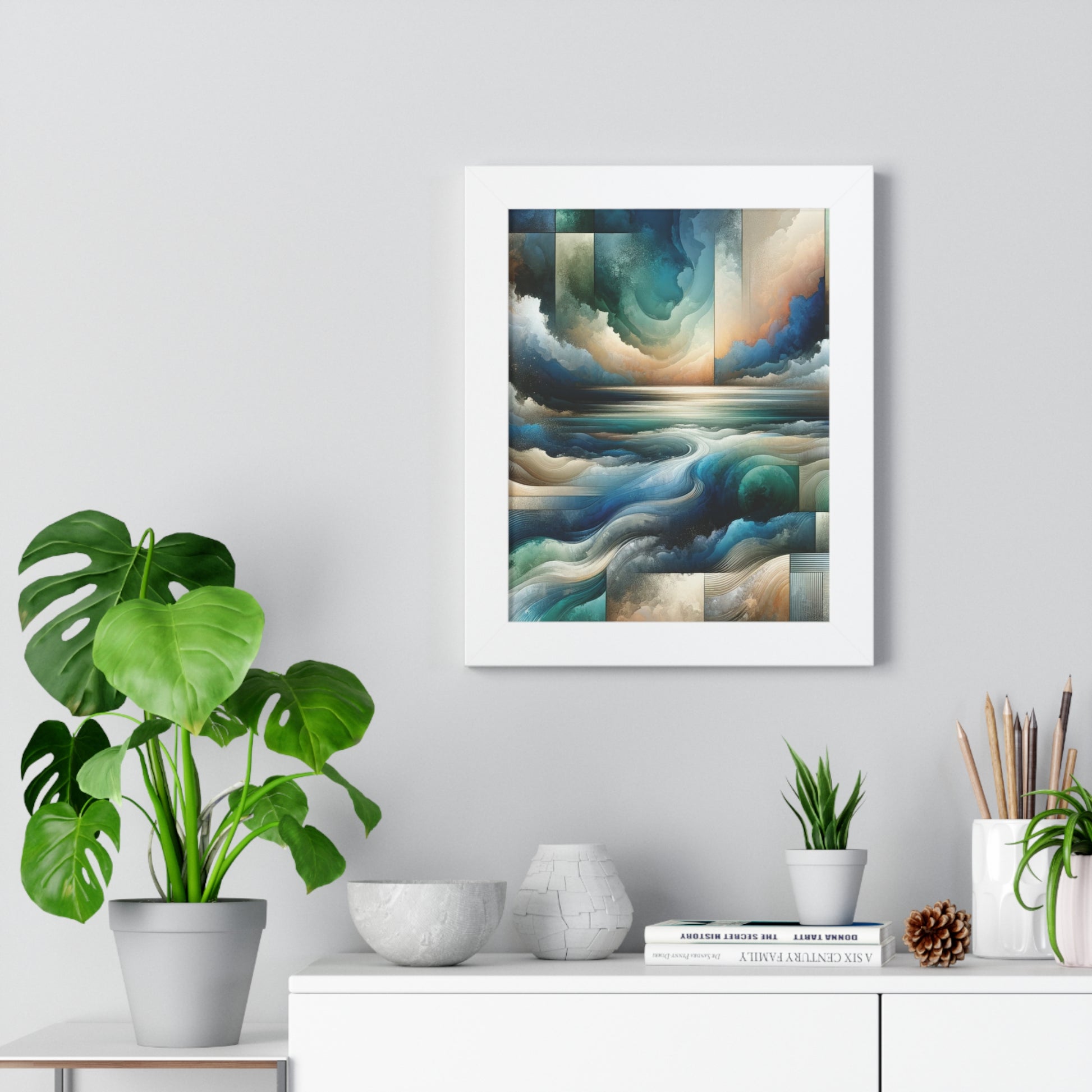 Contemporary Elegance Abstract Modern Art Framed Canvas Print Wall Classic Encased in Black, White, or Walnut Frames with Durable Acrylic Protection Ready to Hang Timelessly Crafted..