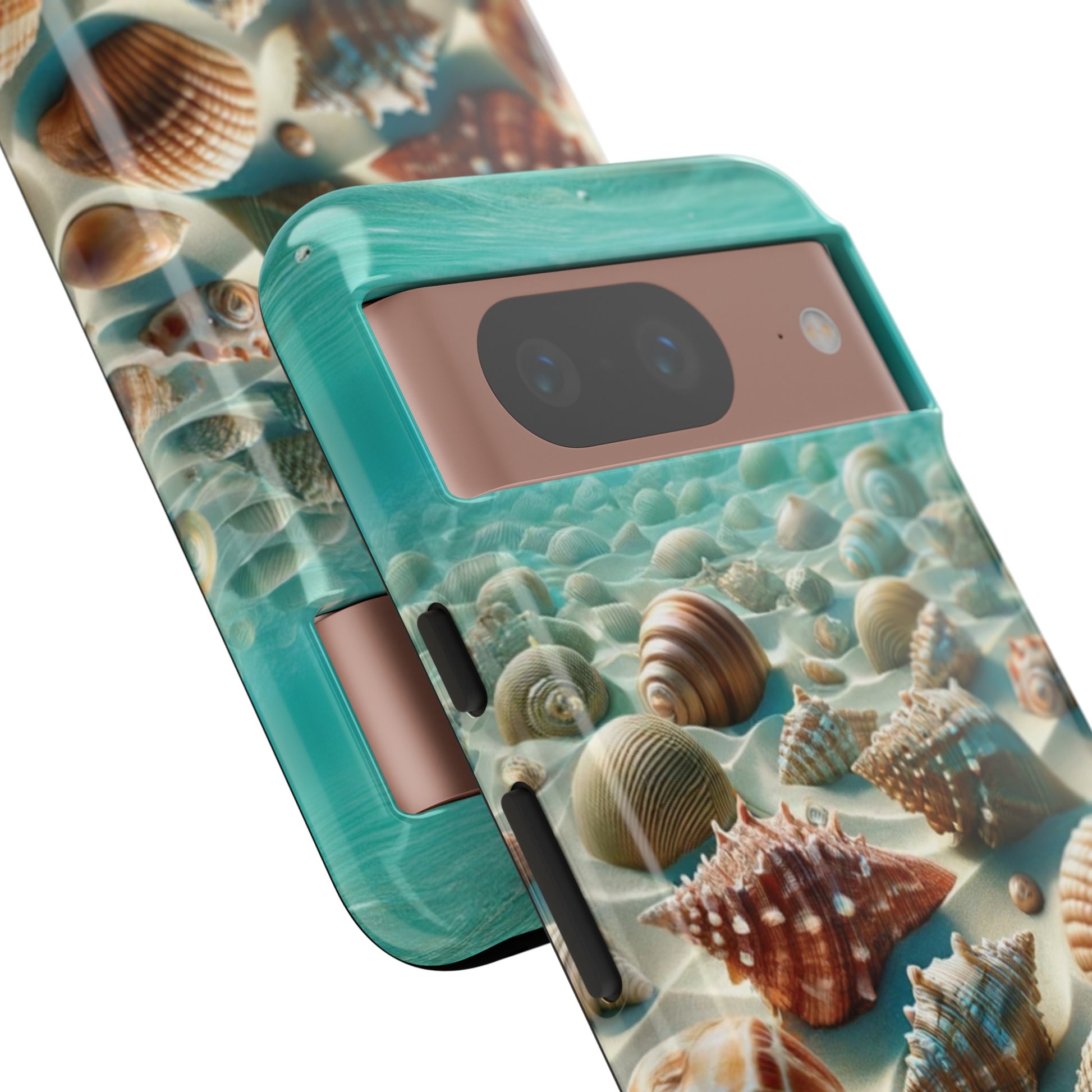 Plush Ocean Bliss Turquoise Seashell Ocean Beach View Protective Phone Case Gift for Her Phone 15, Samsung iPhone Samsung Gift for Her Case iPhone 15, Samsung iPhone Samsung Accessory Gift for Her.
