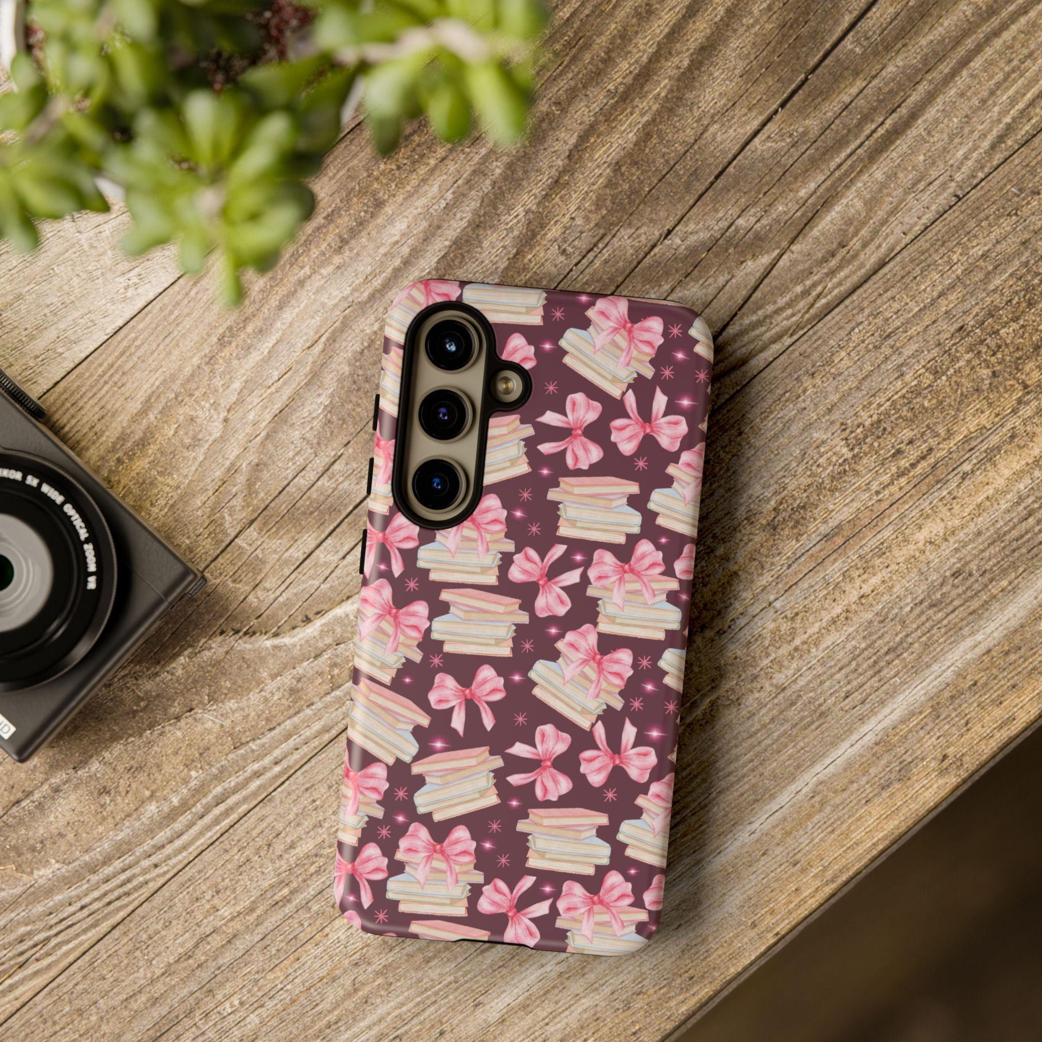 Coquette Pink Bows & Books Phone Case for iPhone 17 and Samsung, Pixel | Stylish Protective Cover Gift for Her Perfect for Floral Lover