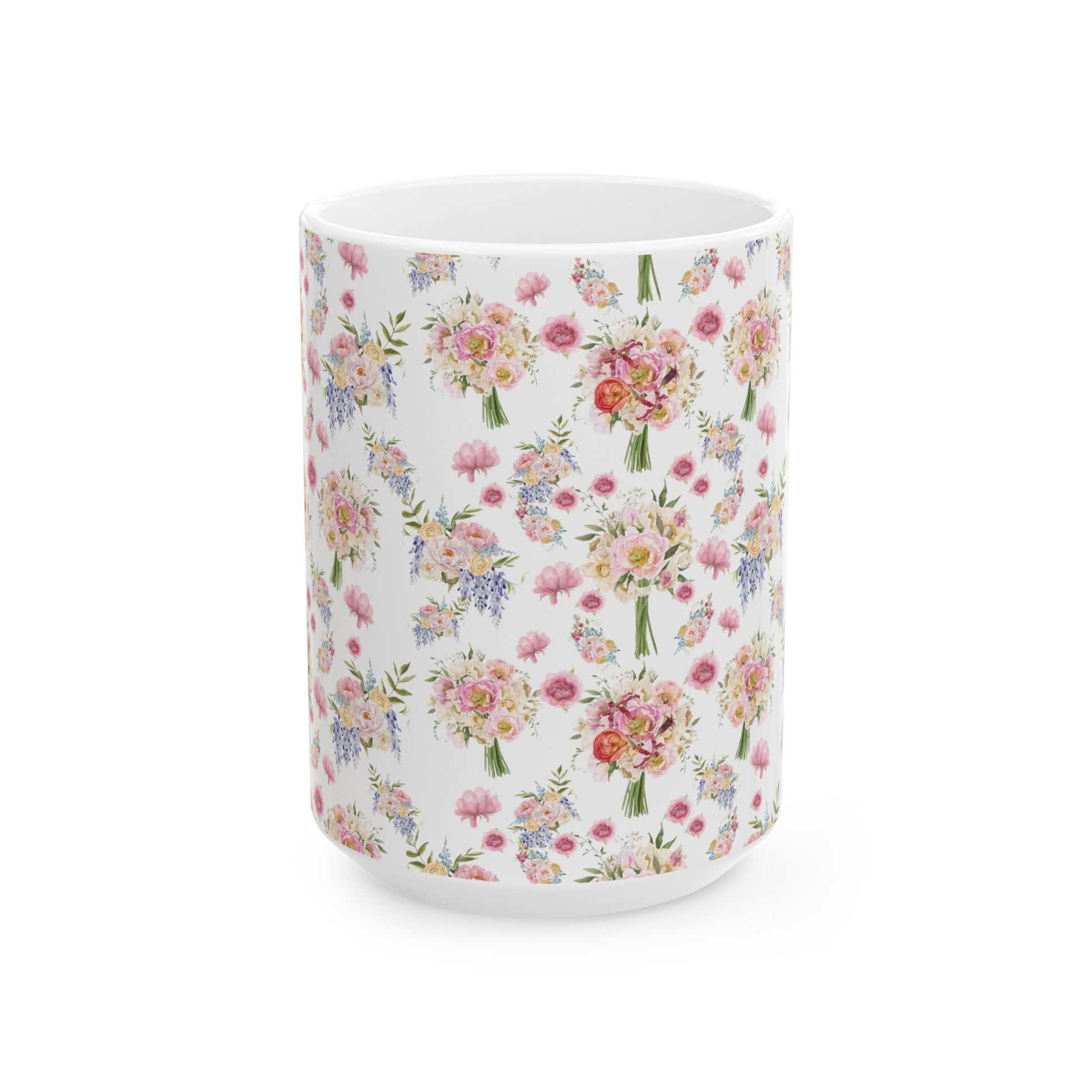 Pastel Wildflower Coffee Ceramic Mugs Perfect for Your Morning Brew | 11 oz & 15 oz Sizes Floral Mug for Tea, Cocoa, and More Unique Bohemian Design Gift for Nature Lovers - MRSBYVALLE