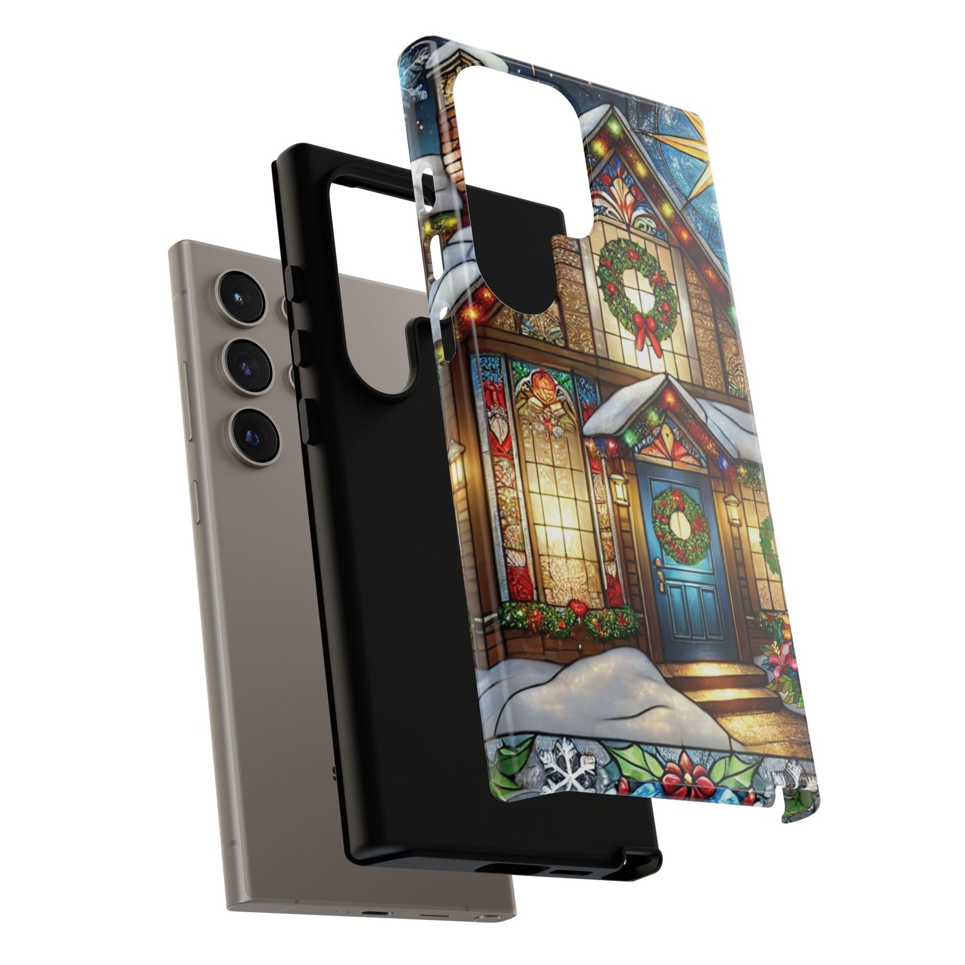 Stain Glass Christmas Phone Case Unique Holiday Protection for Your Device | Stylish & Durable Cover Gift for Her Phone 15, Samsung iPhone Samsung Accessory Gift for Her - MRSBYVALLE