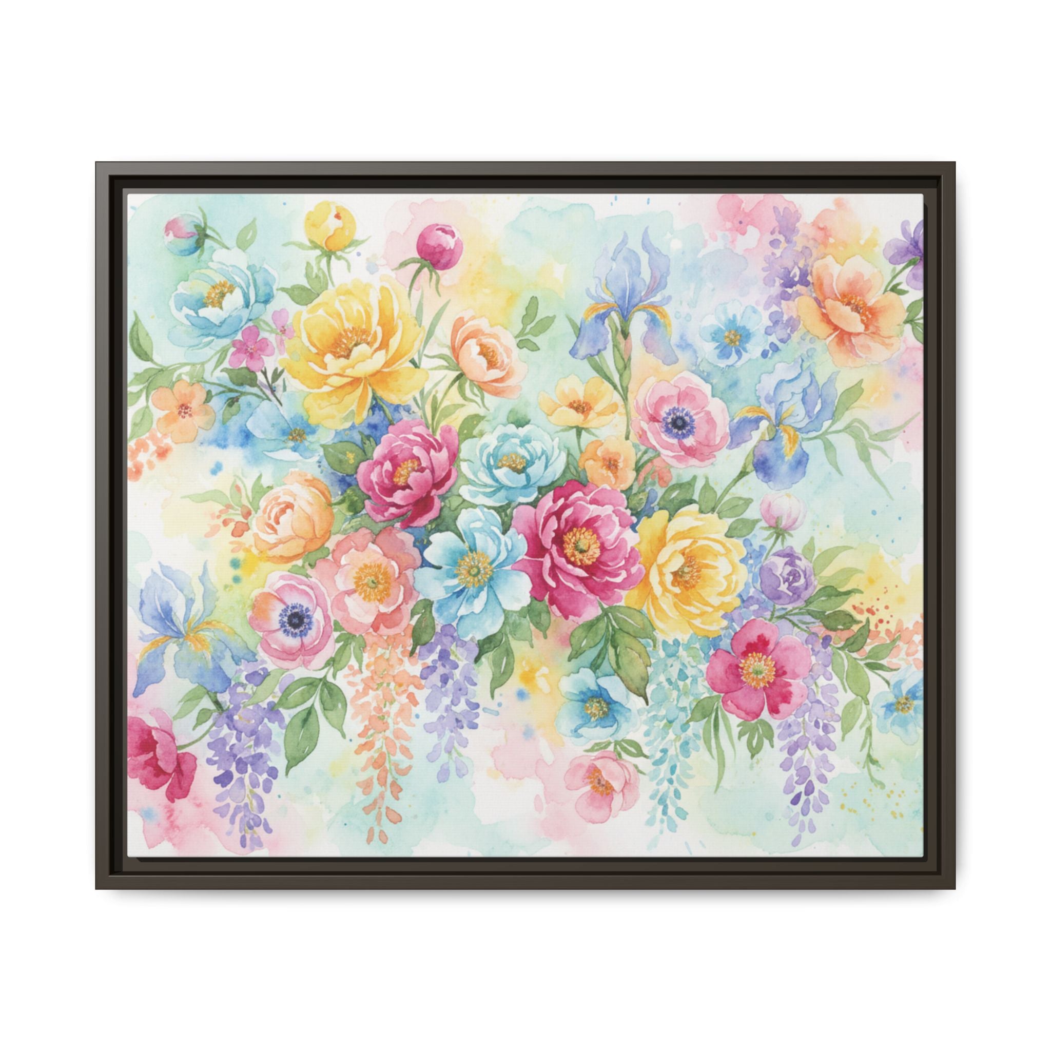 Watercolor Floral Bouquet Canvas, Framed Matte Wall Art | Multi-Color Wall Art