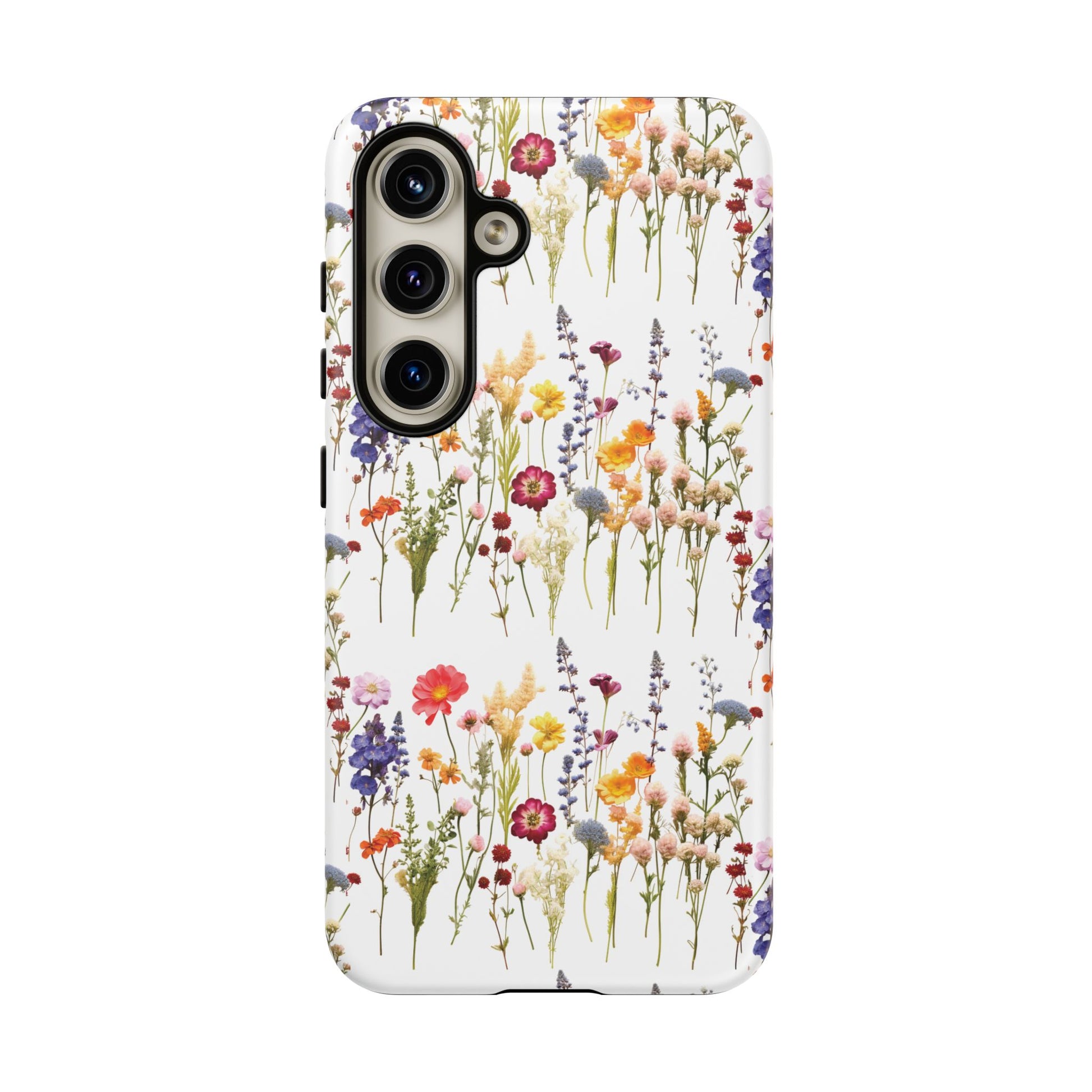 White Best Phone Case Press Flowers Floral 3D Illusion Luxury Tough Case Floral Elegant Durable Stylish for Modern Devices iPhone 17, 16, 15, Samsung iPhone Samsung Accessory Gift for Her