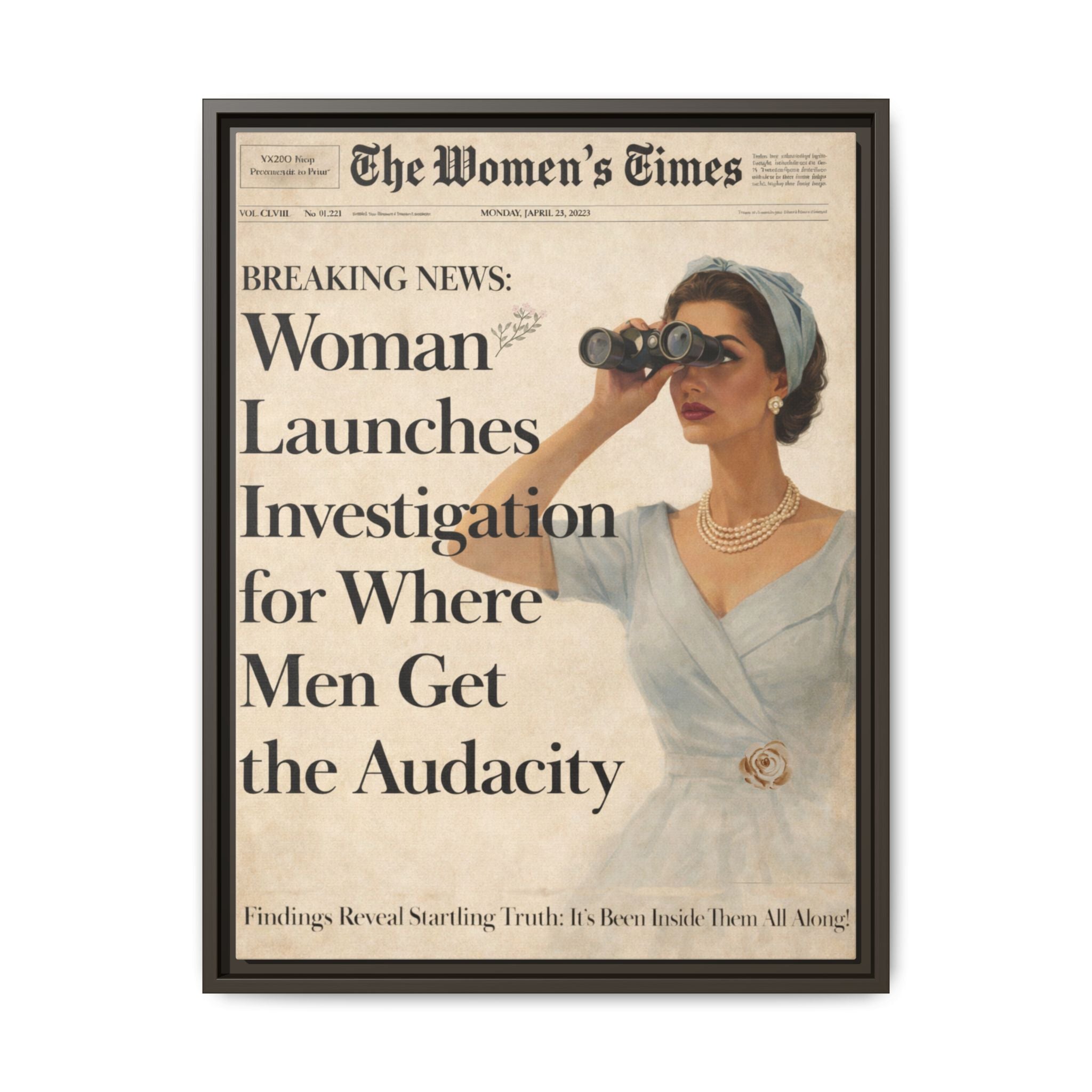 Vintage Funny Women's Retro Art Matte Canvas Framed — Retro Inspirational Wall Art