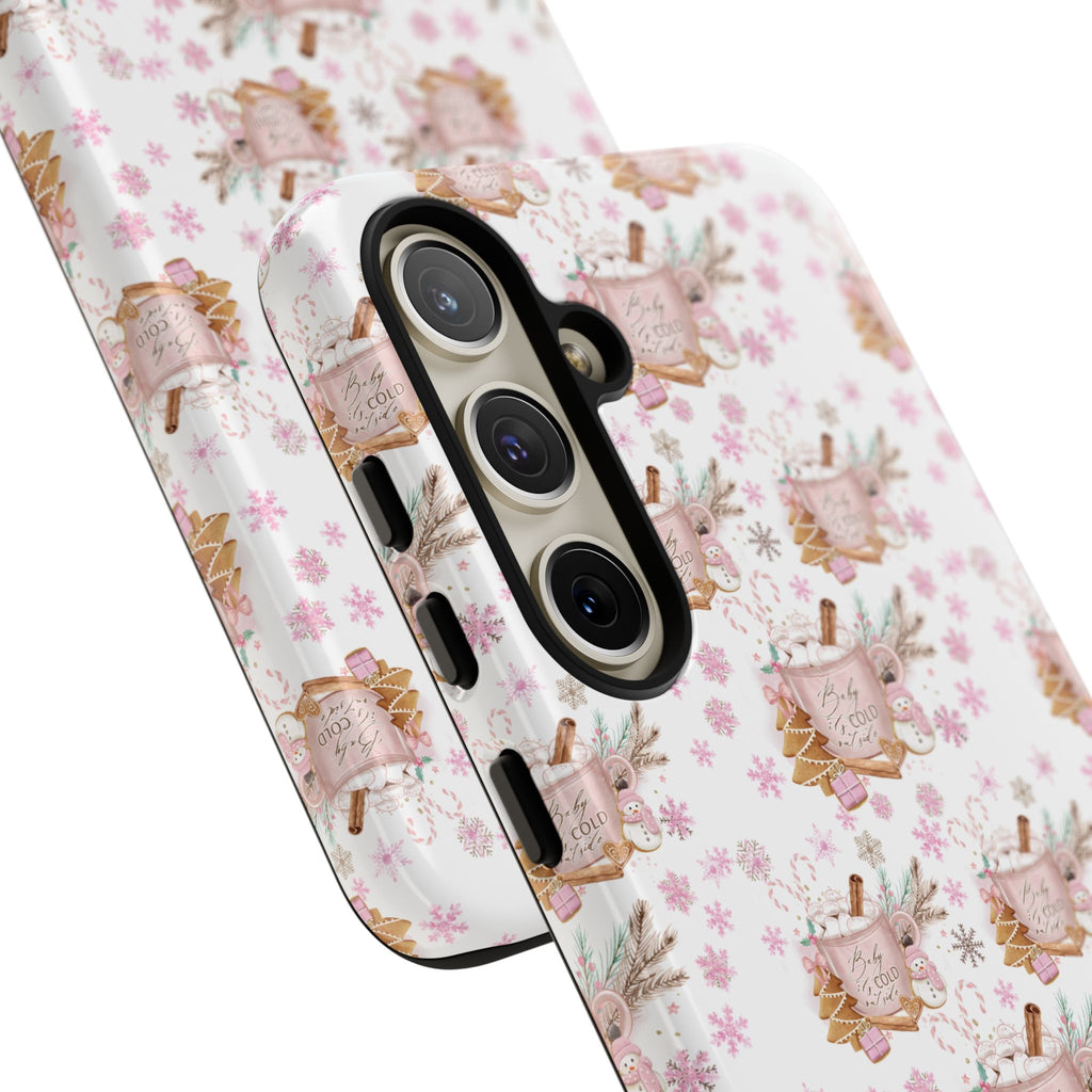 Baby it's Cold Outside Pink and White Phone Case Unique Holiday Protection for Your Device | Stylish & Durable Cover Gift for Her Phone 15, Samsung iPhone Samsung Accessory Gift for Her