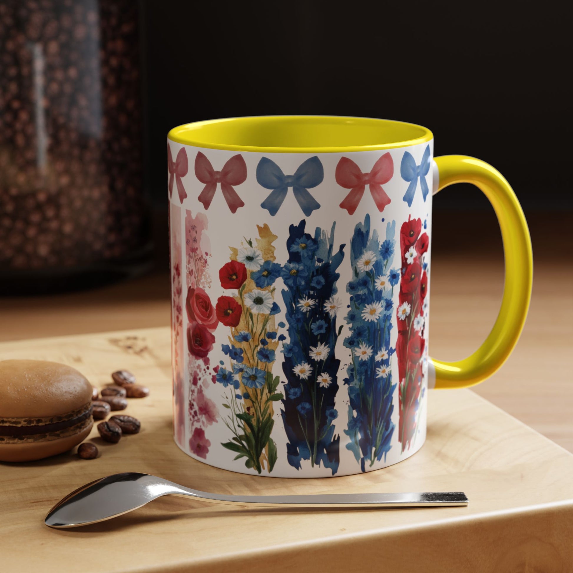 Brushstroke floral With Bows| Christian Mug with Bible Verse | Inspirational Gift for Christians | 11oz and 15oz Ceramic Coffee Mug Cozy Spring Mornings