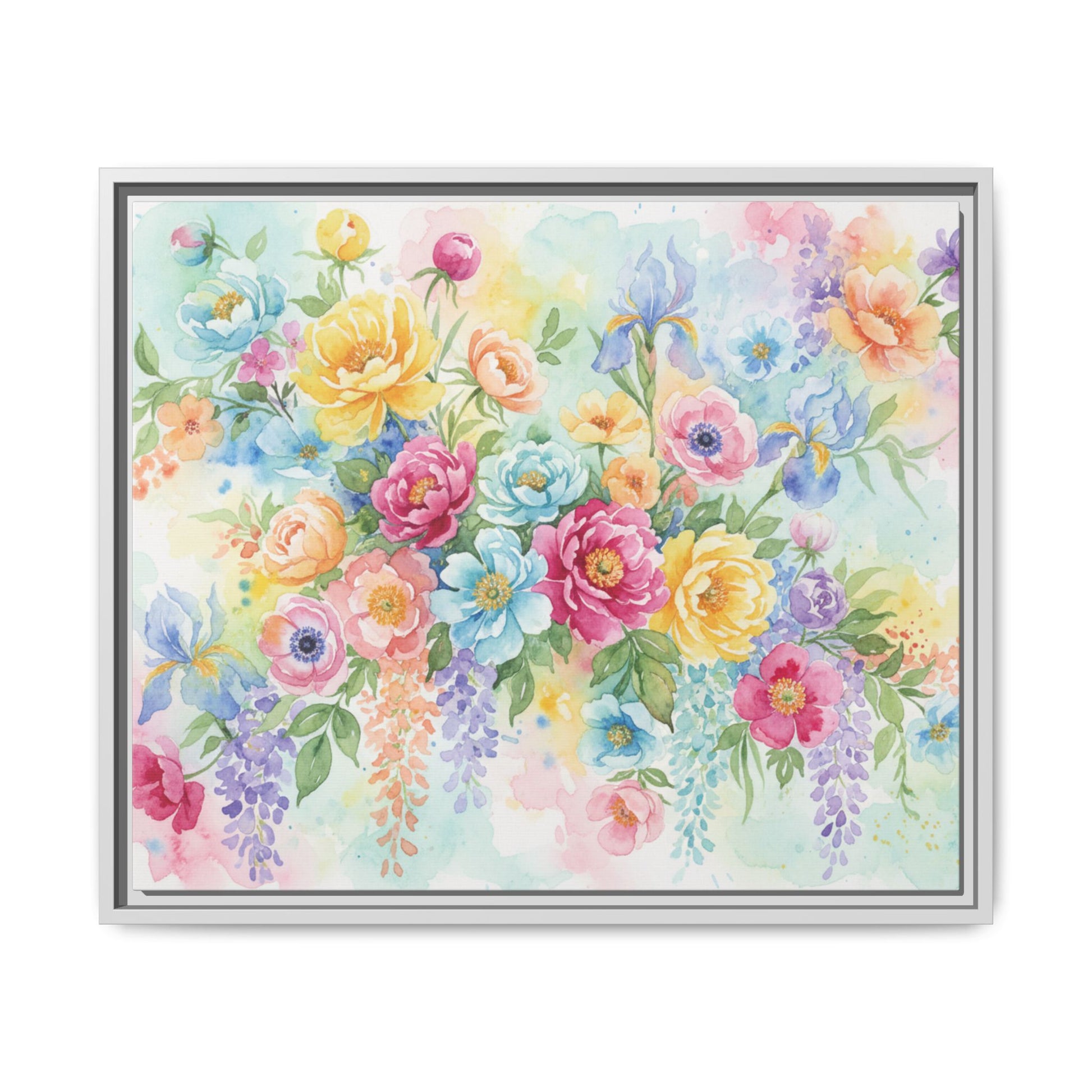 Watercolor Floral Bouquet Canvas, Framed Matte Wall Art | Multi-Color Wall Art