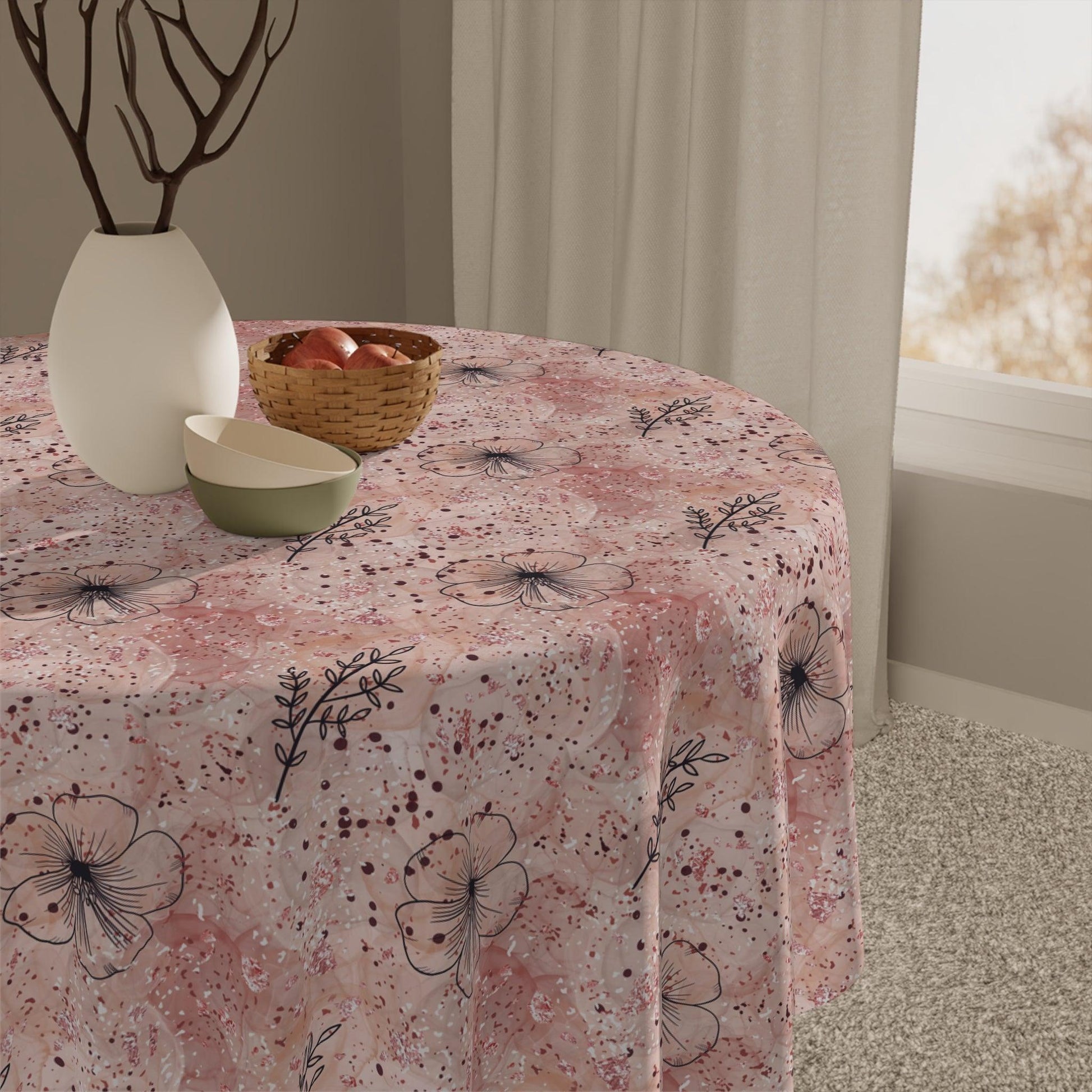 Pink BOHO Enchanting Cottagecore Tablecloth Perfect for Rustic Elegance and Nature-Inspired Dining Elegant, Washable Linens for Home, Weddings, Birthdays all Events Durable & Stylish for All Occasions - MRSBYVALLE