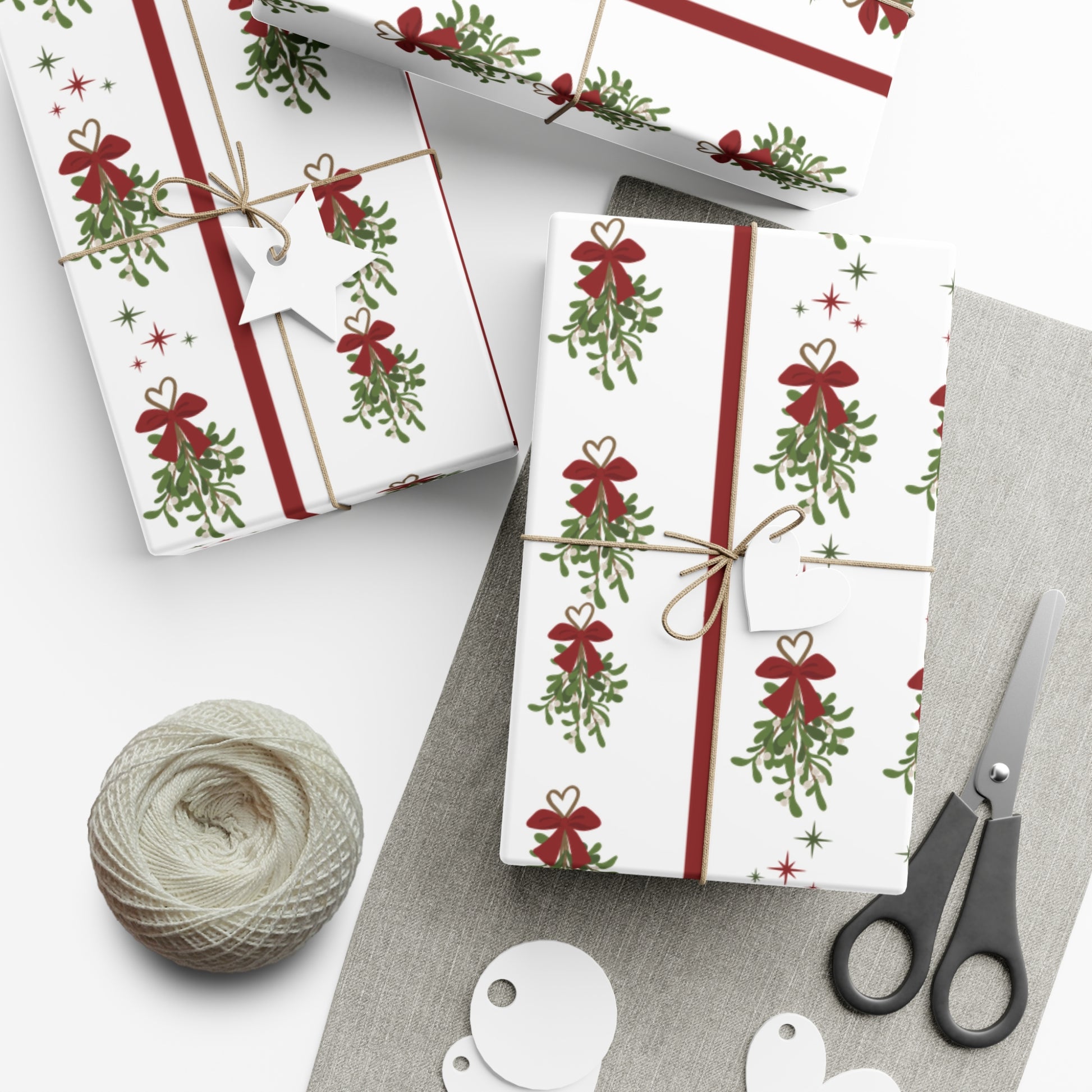 Mistletoe Christmas Wrapping Paper | Elegant 3D Holiday Gift Wrap | Christmas Wrapping paper