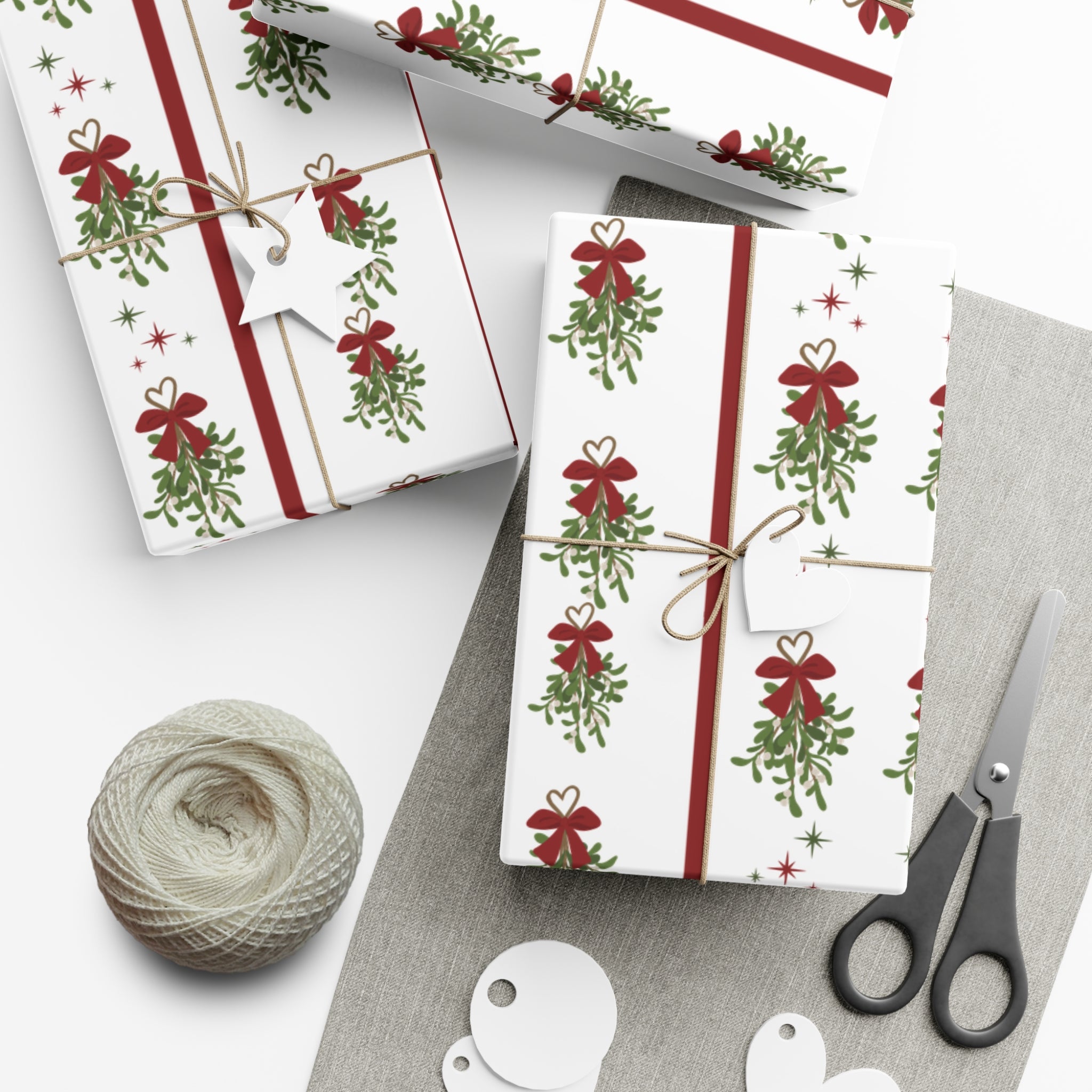 Mistletoe Christmas Wrapping Paper | Elegant 3D Holiday Gift Wrap | Christmas Wrapping paper