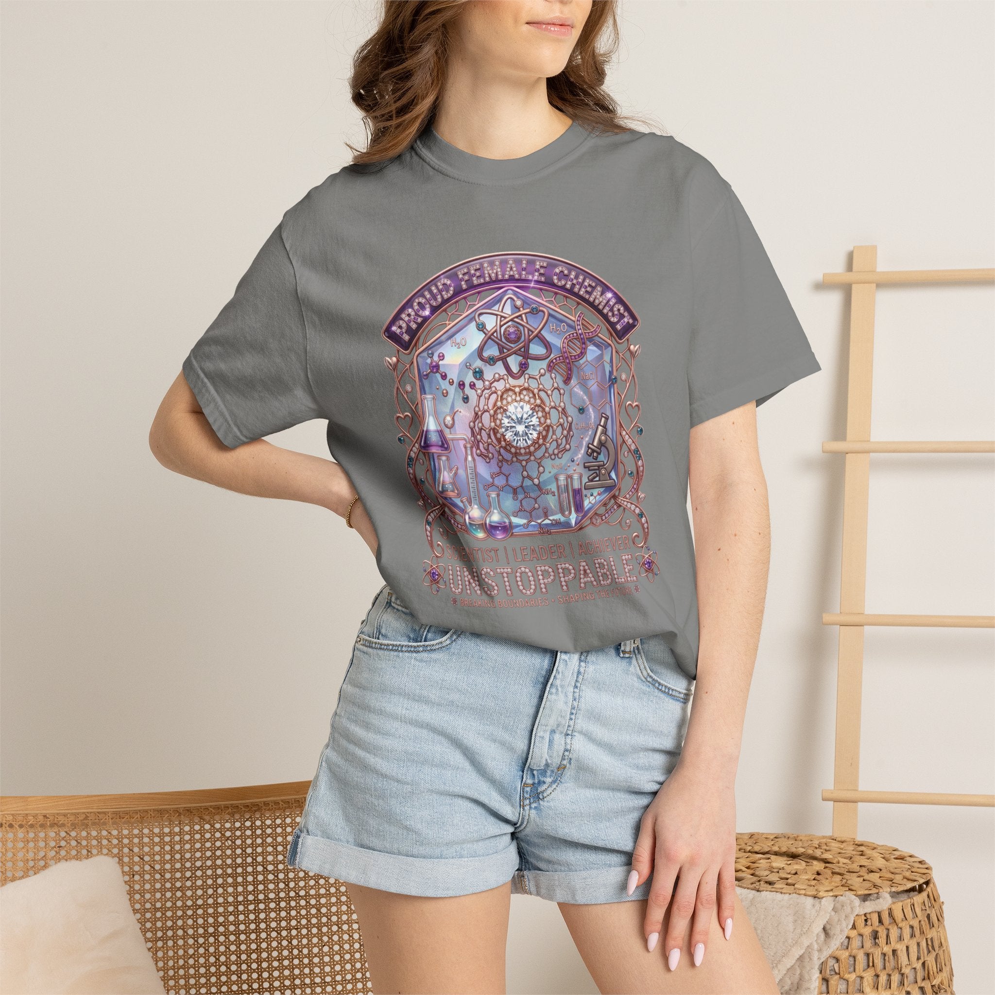 T-Shirt 'Unstoppable' Scientist Leader Achiever Graphic Tee Proud Chemist. Scientist. Leader. Unstoppable. STEM Graphic Tee