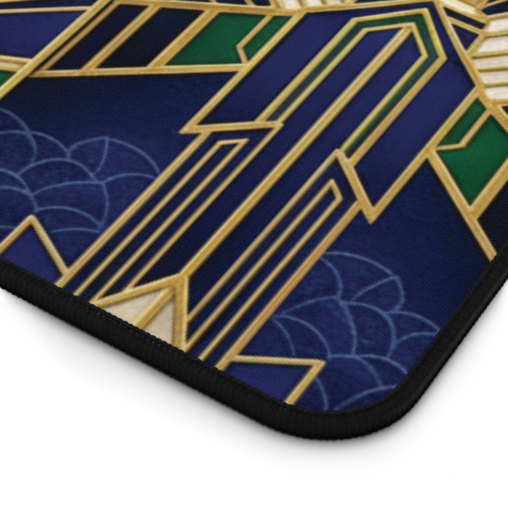 Imperial Art Deco Desk Mat – Gold & Navy Geometric Executive Pad