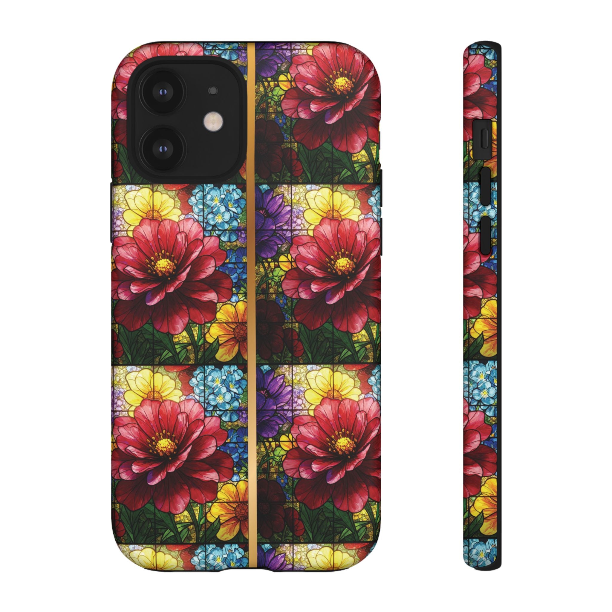 Stained Glass Illusion Floral Phone Case  3D Colorful Flower Design, Protective Christian Gift, Fits iPhone, Samsung, Google Pixel