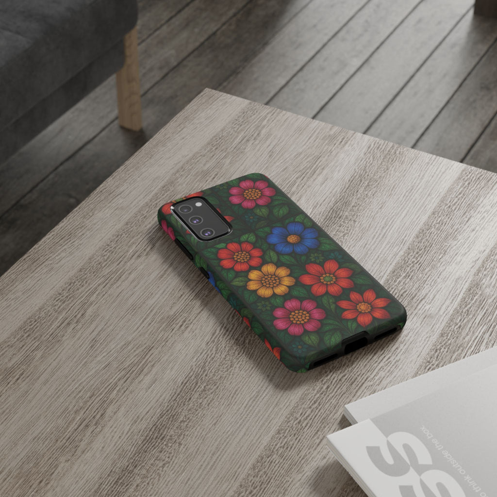 Coque de téléphone effet vitrail floral lumineux Art abstrait coloré, Étui de protection esthétique pour iPhone, Samsung et Google, Idée cadeau unique pour maman