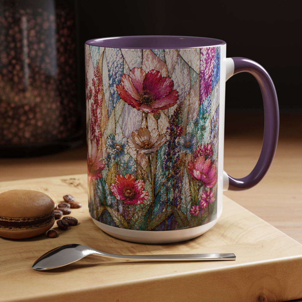 Wildflower Watercolor Coffee Mug Vibrant Wildflower Accent 11/15oz Stain Glass Illusion