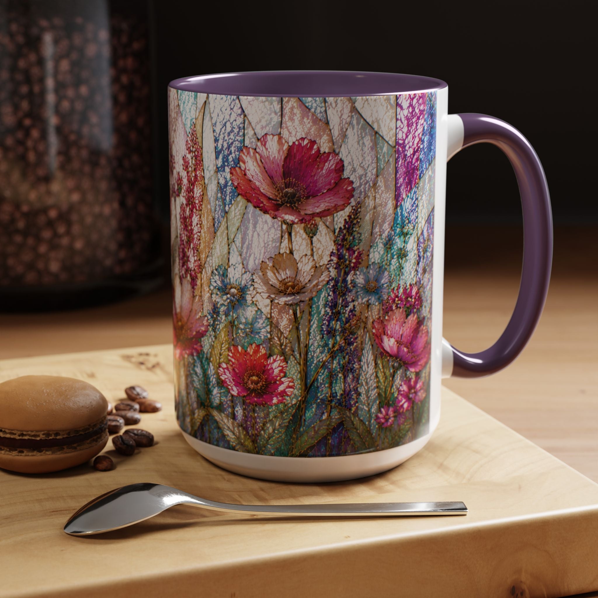 Wildflower Watercolor Coffee Mug Vibrant Wildflower Accent 11/15oz Stain Glass Illusion