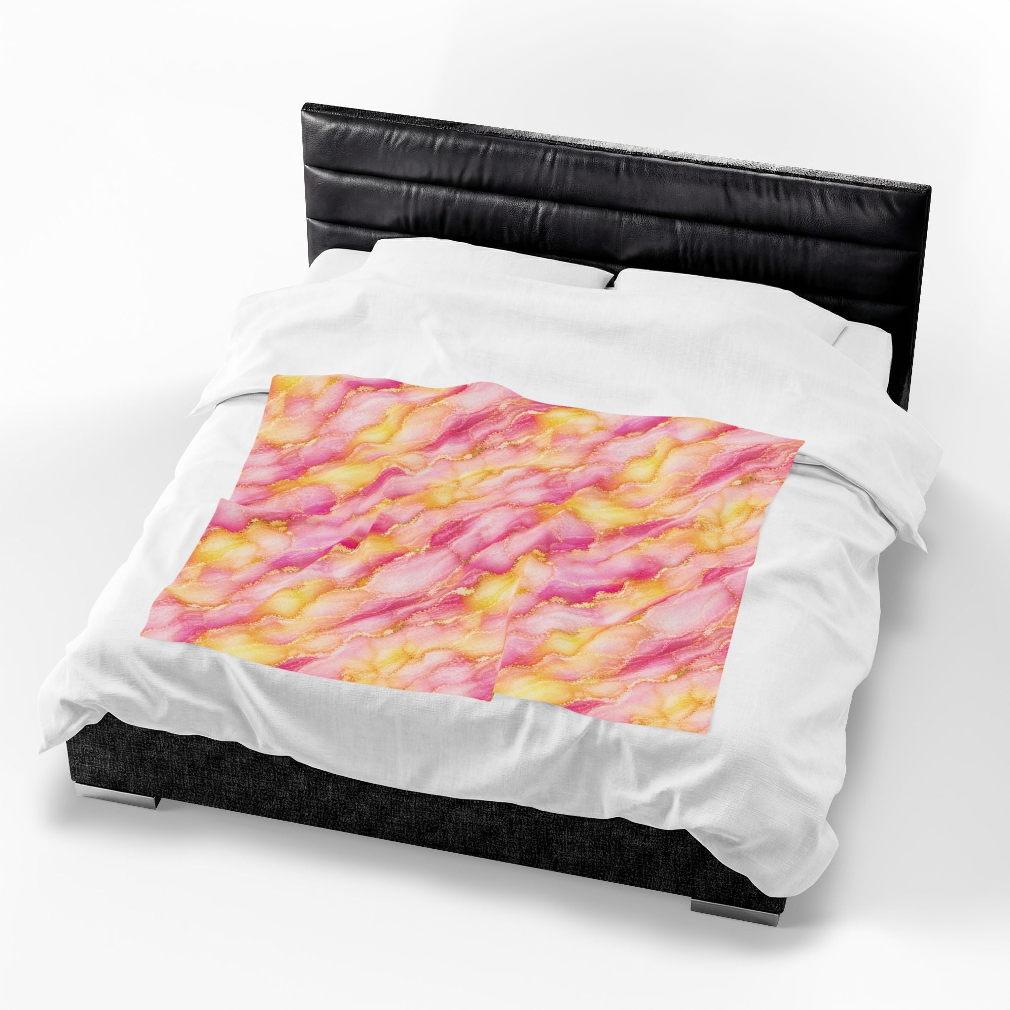 Blush Pink & Pastel Yellow Marble Blanket – Gold Vein Luxury Throw, Soft Cozy Elegant Home Decor