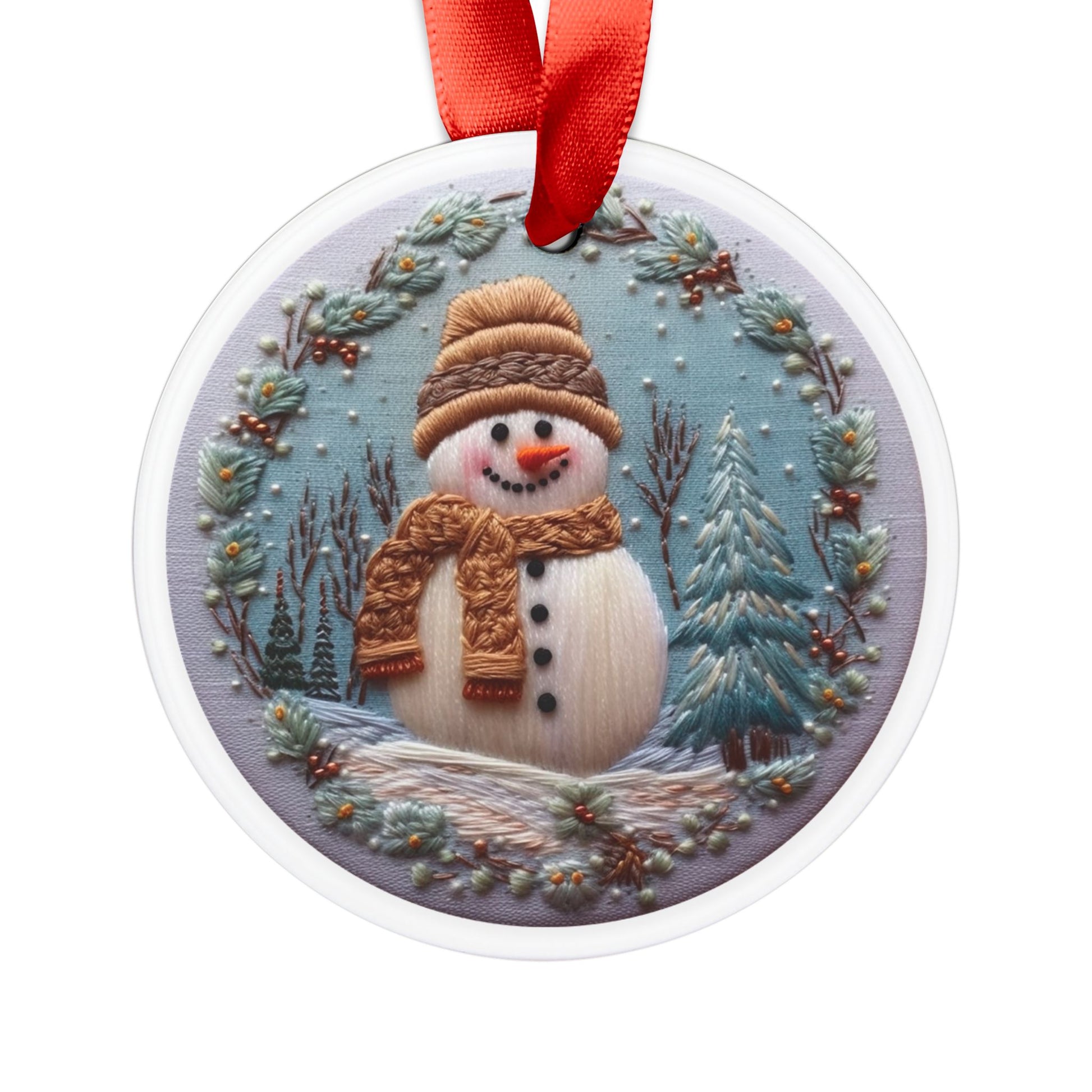 Christmas Snowman Ornament 3D Illusion Acrylic with Ribbon - Festive Holiday Décor, Perfect Gift for Tree, Home, Office | Unique Christmas Decoration Holiday Keepsake Ideal for Tree Trimming and Gift Giving