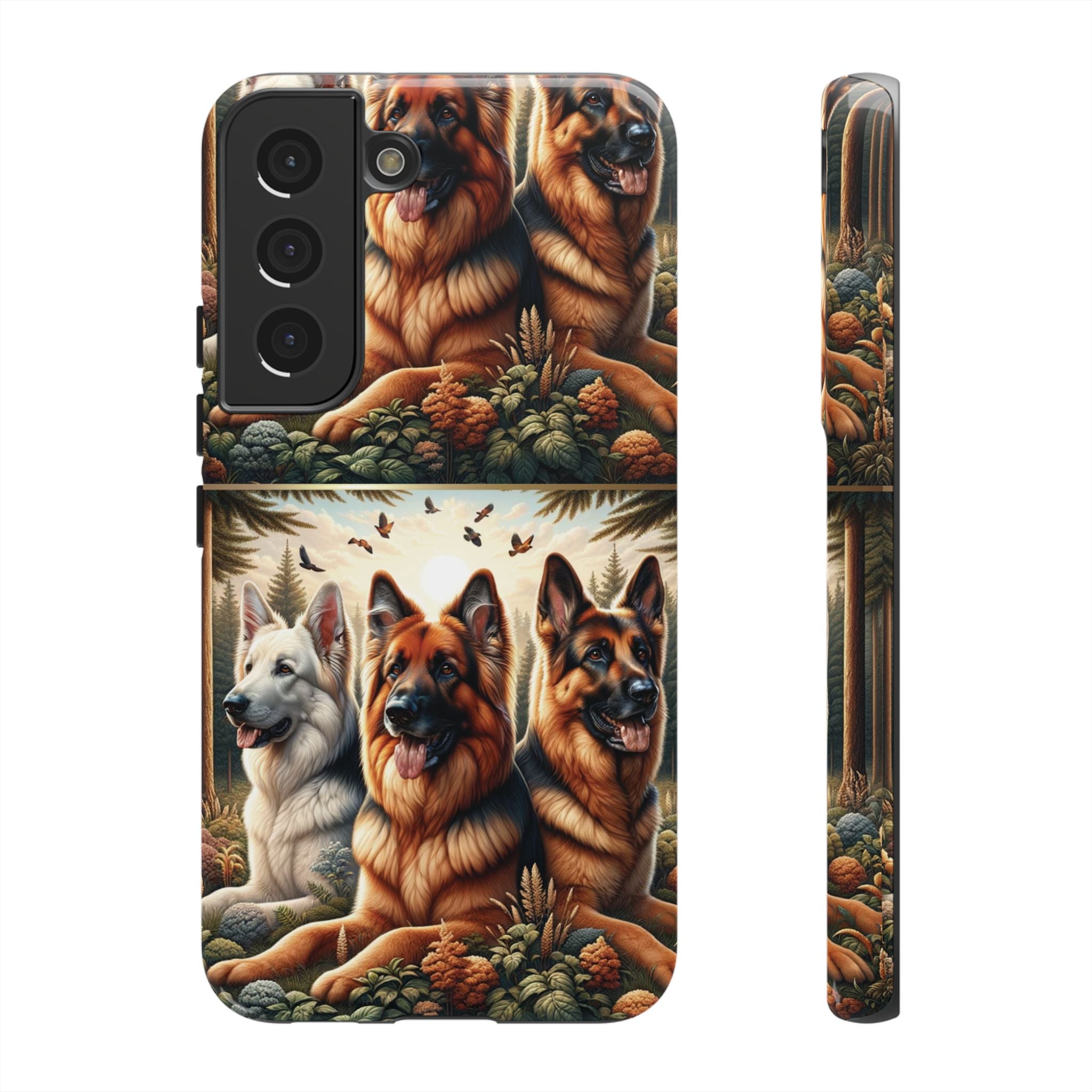 German Shepherd Phone Tough Case Floral Elegant Durable Dog Lover Devices iPhone 15, Samsung iPhone Samsung Accessory Gift for Her
