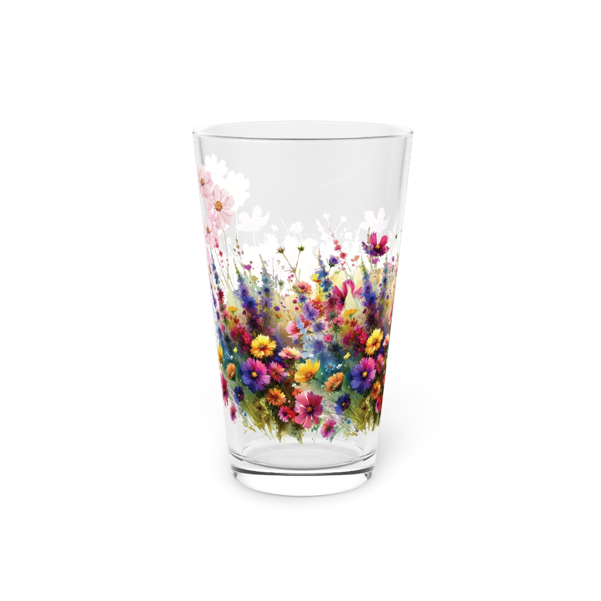 Vibrant Wildflower Pint Glass Colorful Floral Drinkware for Home & Bar, 16 oz Housewarming, Wedding, Bridal Shower Glass, Mother's Day Party Drinkware, Housewarming Perfect Gift Party Drinkware, Cocktail, Wedding Perfect for Parties - MRSBYVALLE
