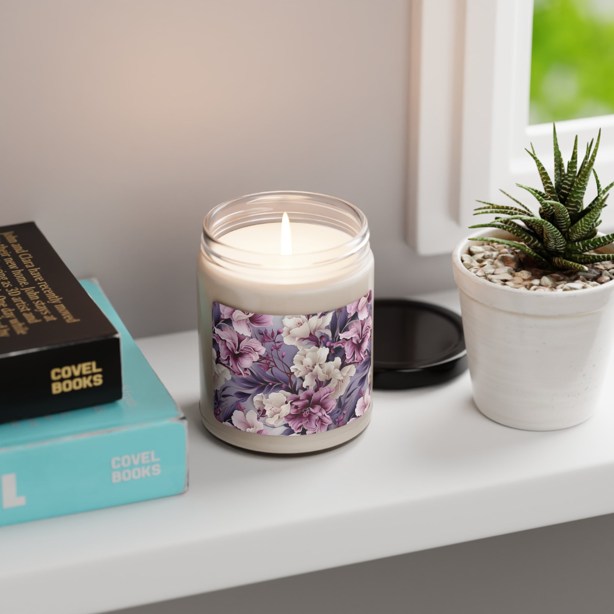 Purple Floral Candle Perfect for Relaxation Home Ambiance Scented Soy Candle, 9oz, Wedding, Bridal Shower, Mother's Day Gift Housewarming Gift - MRSBYVALLE
