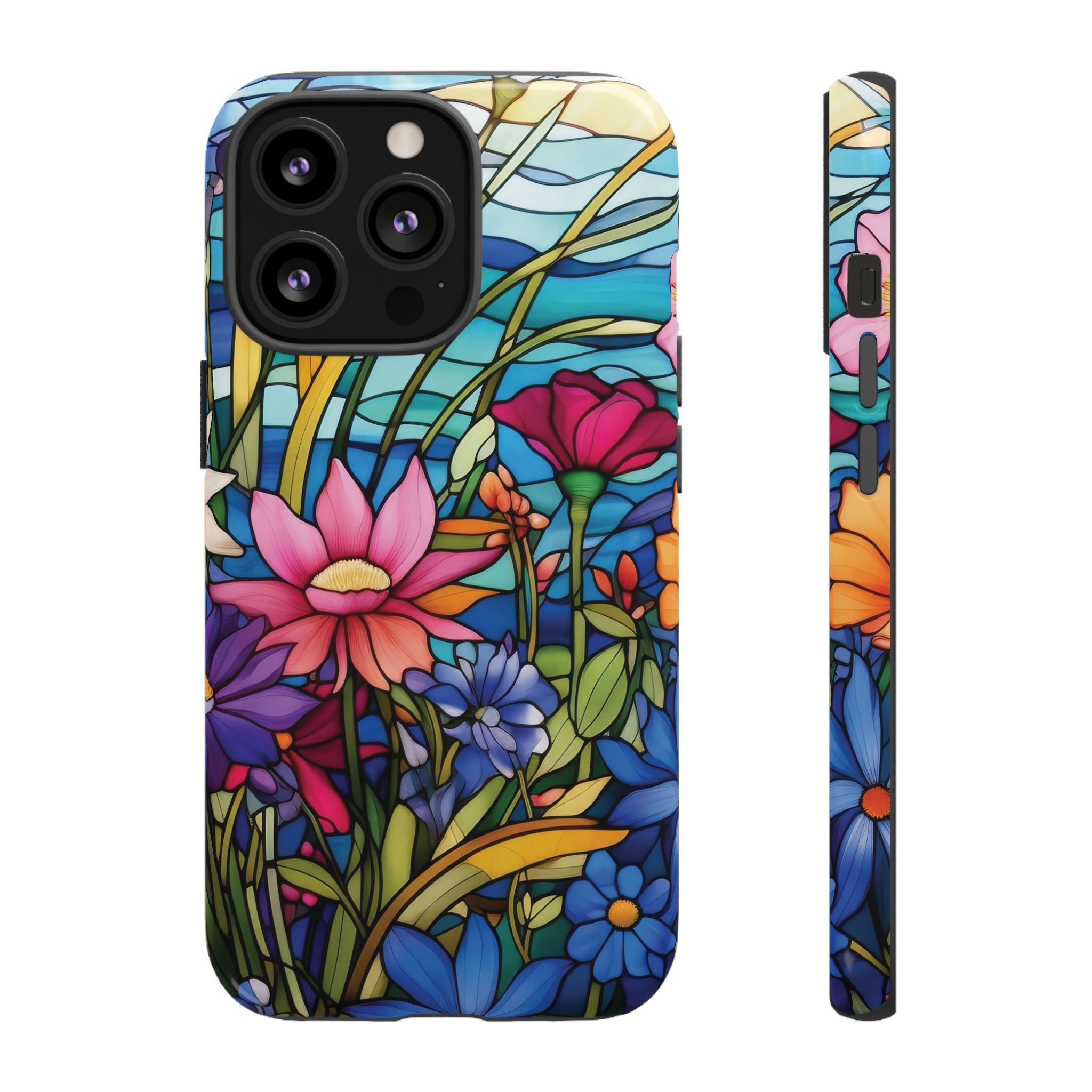 Wildflowers Stain Glass Illusion Phone Case Unique Holiday Protection for Your Device | Stylish & Durable Cover Gift for Her Phone 15, Samsung iPhone Samsung Accessory Gift for Her