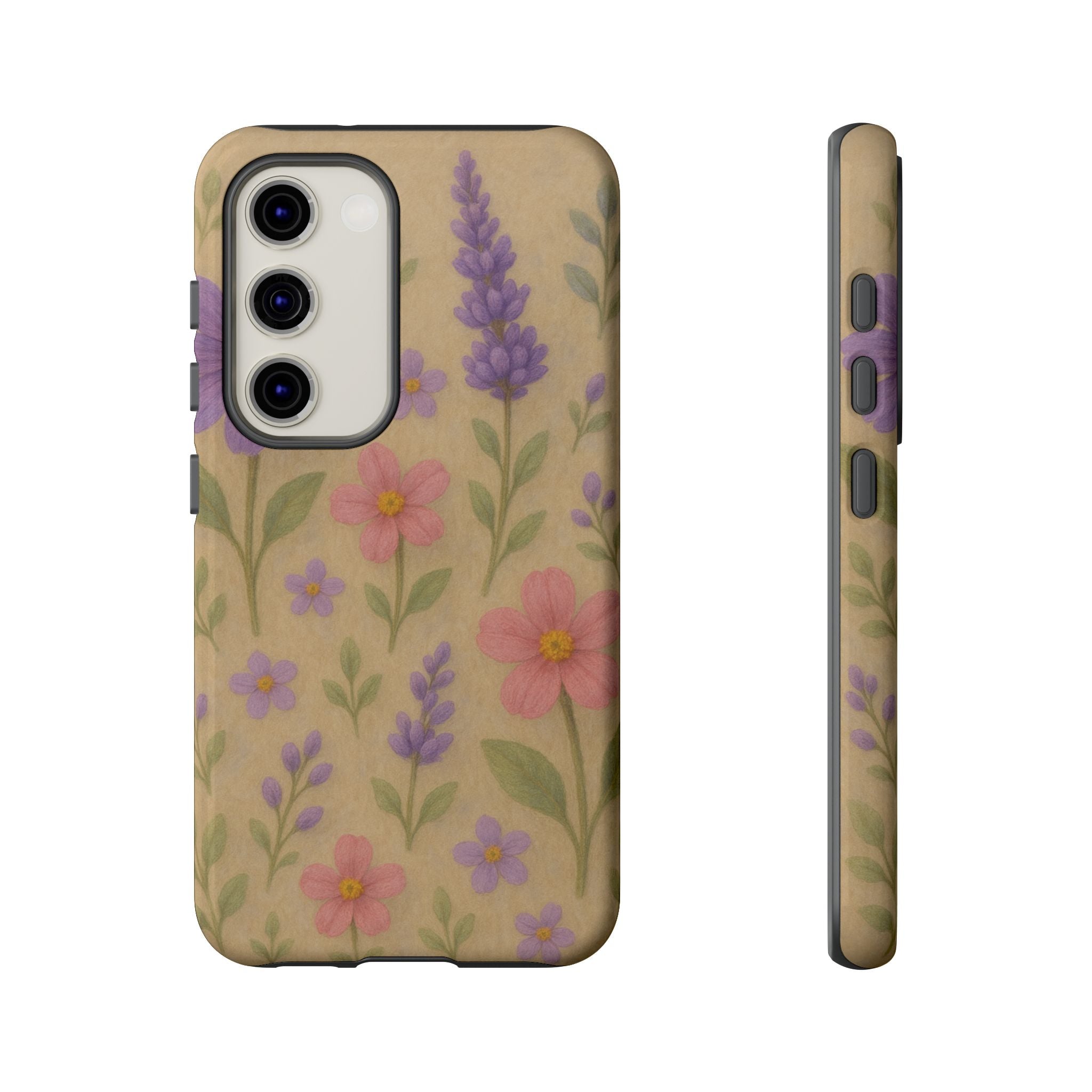 3D Illusion Wildflower Phone Case Cute Pastel Floral Design in Lavender, Pink, Mint Green – Aesthetic Protective Case for iPhone and  Android