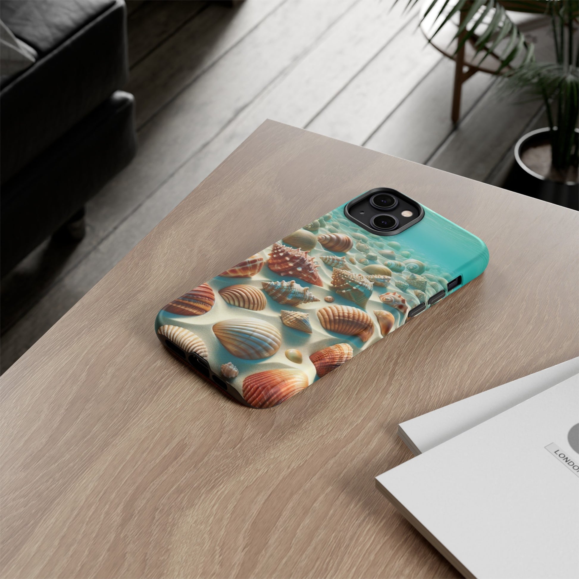 Plush Ocean Bliss Turquoise Seashell Ocean Beach View Protective Phone Case Gift for Her Phone 15, Samsung iPhone Samsung Gift for Her Case iPhone 15, Samsung iPhone Samsung Accessory Gift for Her.