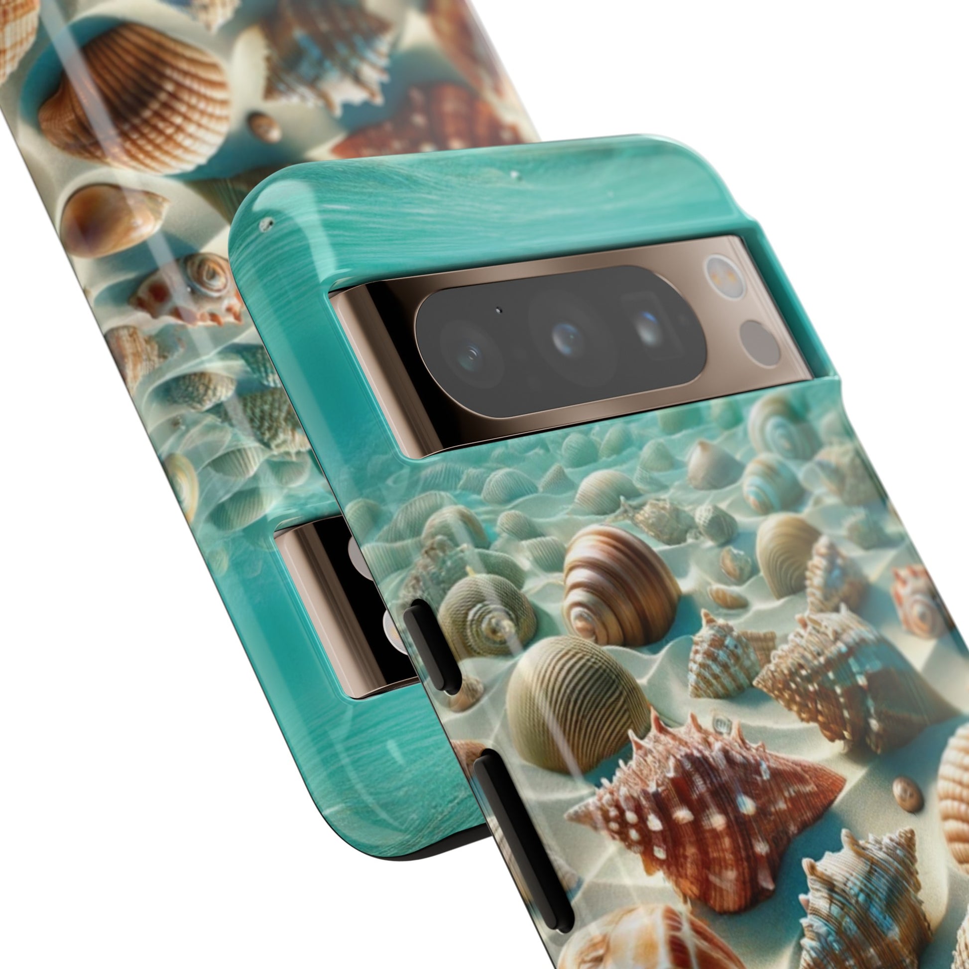 Plush Ocean Bliss Turquoise Seashell Ocean Beach View Protective Phone Case Gift for Her Phone 15, Samsung iPhone Samsung Gift for Her Case iPhone 15, Samsung iPhone Samsung Accessory Gift for Her.
