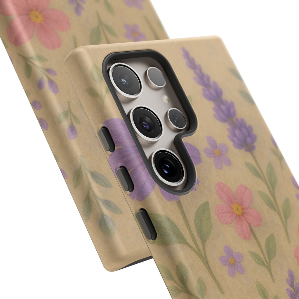 3D Illusion Wildflower Phone Case Cute Pastel Floral Design in Lavender, Pink, Mint Green – Aesthetic Protective Case for iPhone and  Android