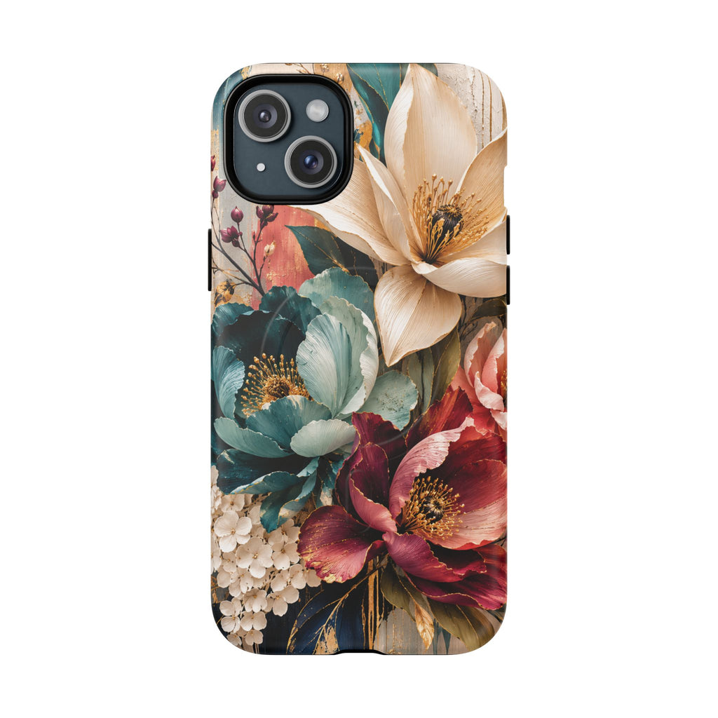 Vintage Floral Bouquet phone case Tough Magnetic Case Velvet Bloom Floral Art iPhone Case  Botanical Protective Case Samsung Modern Garden