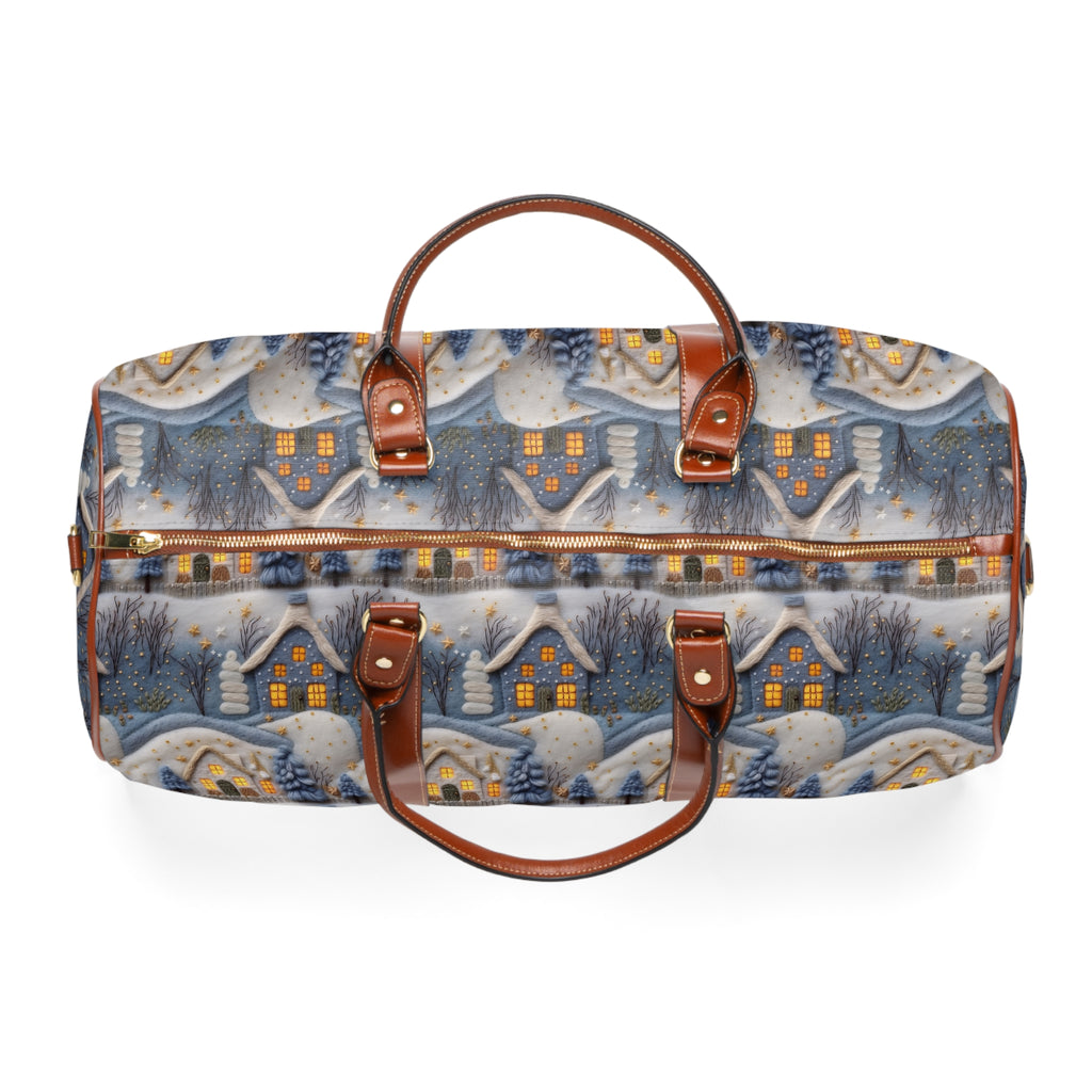 Waterproof Travel Bag with 3D Blue House Felt Illusion Durable, Lightweight, and Stylish Luggage for Travel, Gym, and Weekend Getaways Spacious and Perfect for Adventurers - MRSBYVALLE