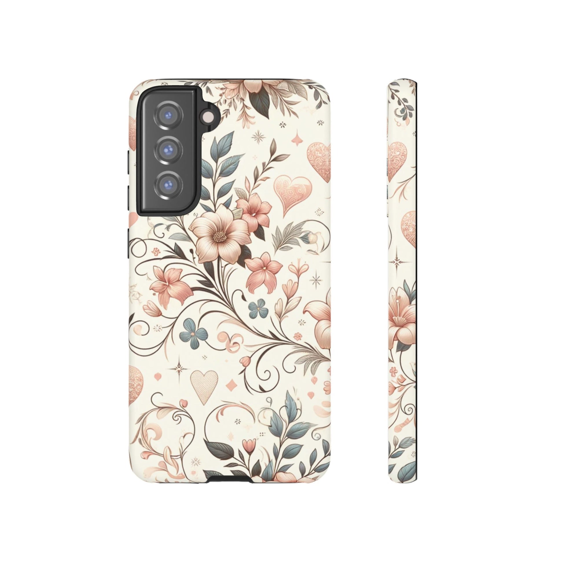 Floral Design Luxury Phone Tough Case Floral Elegant Durable Stylish for Modern Devices iPhone 17, 16 15, Samsung iPhone Samsung Accessory Gift for Her
