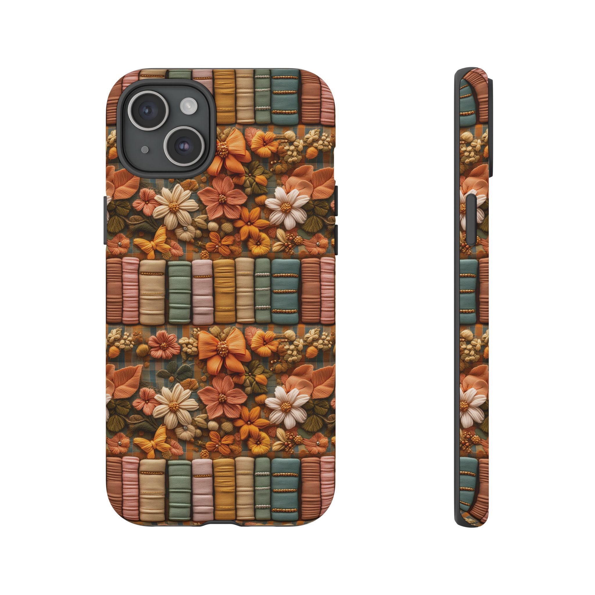 3D Illusion Boho Floral and Books Phone Case Gift for Her Phone 15, Samsung iPhone Samsung Gift for Her Case iPhone 15, Samsung iPhone Samsung Accessory Gift for Her
