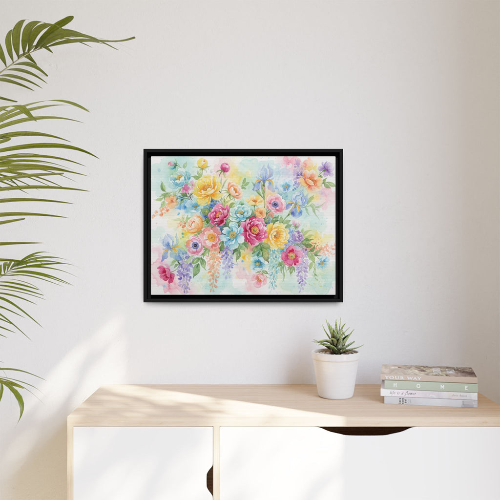 Toile Bouquet Floral Aquarelle, Art Mural Mat Encadré | Art Mural Multicolore